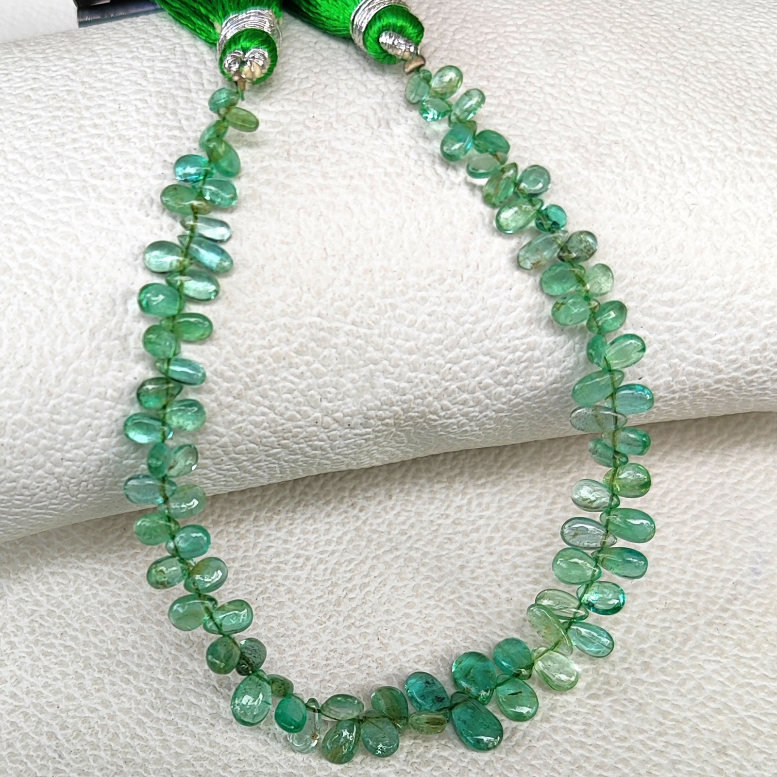 Madagascar Green Apatite Gems 5×3-7x5mm Smooth Pear Beads 7″ Jewelry Strand