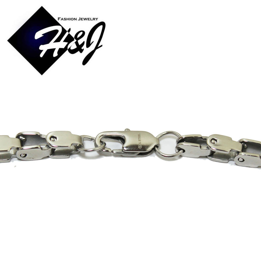 24″MEN’s Stainless Steel 5mm Silver Box Bike Link Chain Necklace