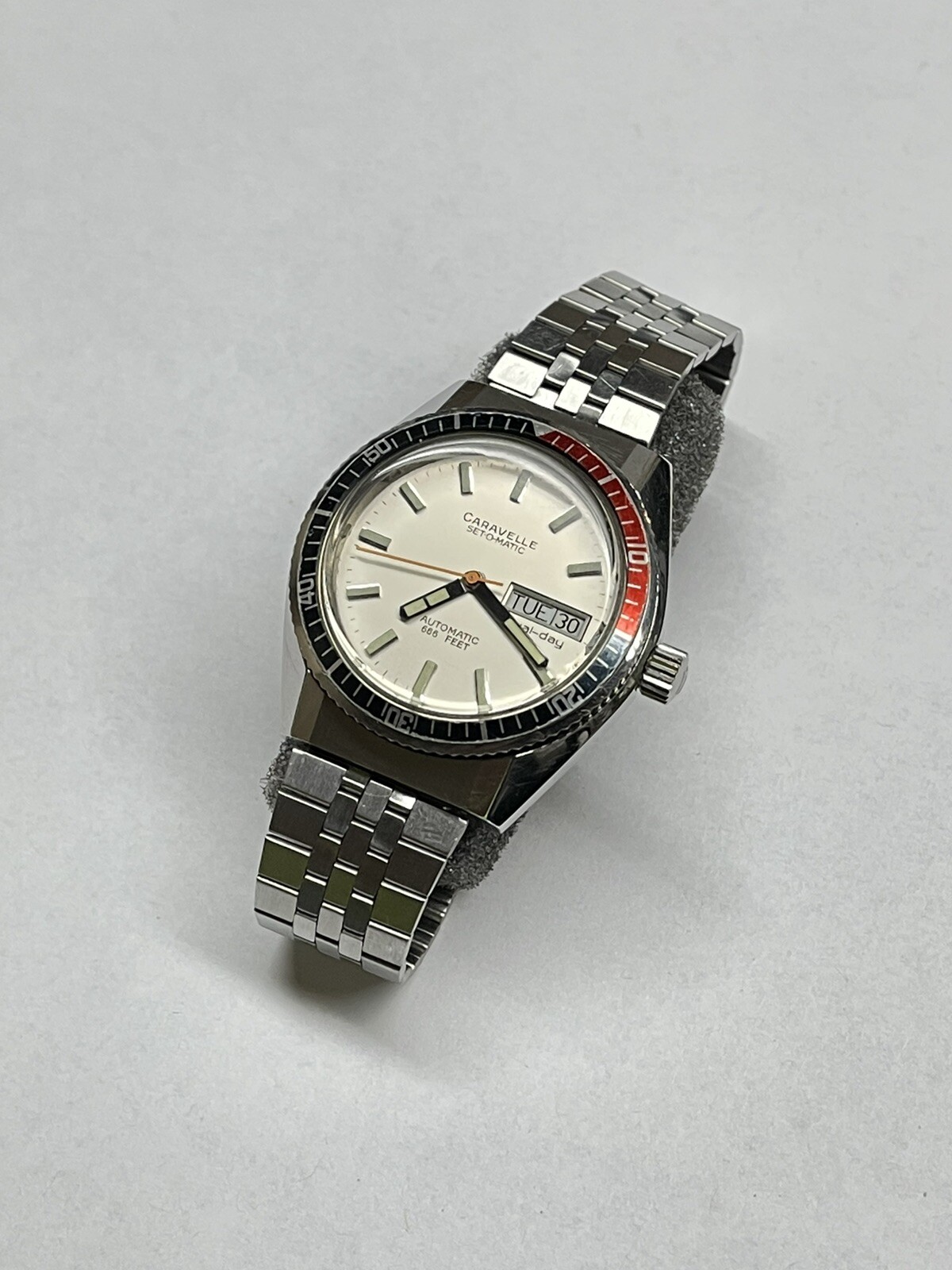 Caravelle Vintage Set O Matic 666 Feet Diver Pepsi Bezel Devil Diver 1979
