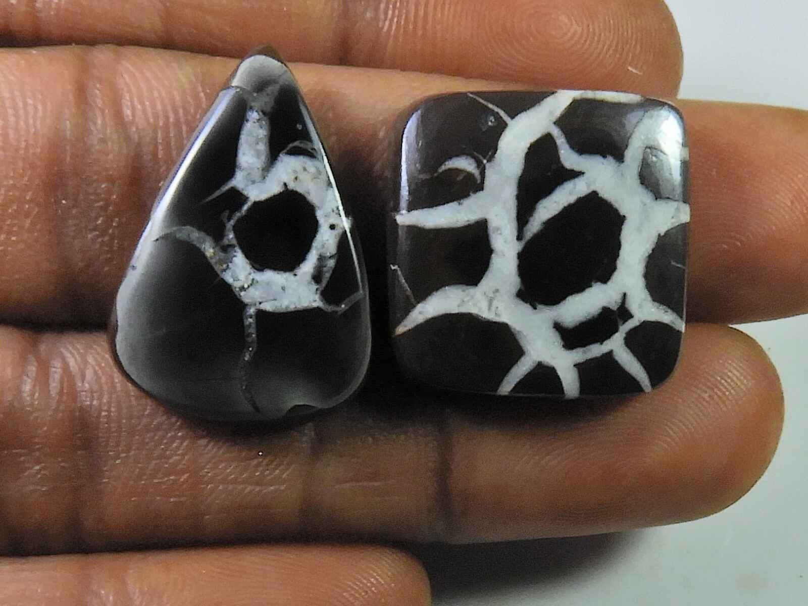 25Cts. Natural Septarian Gronate Mix Cabochon 2Pcs Loose Gemstone 16X24MM A800