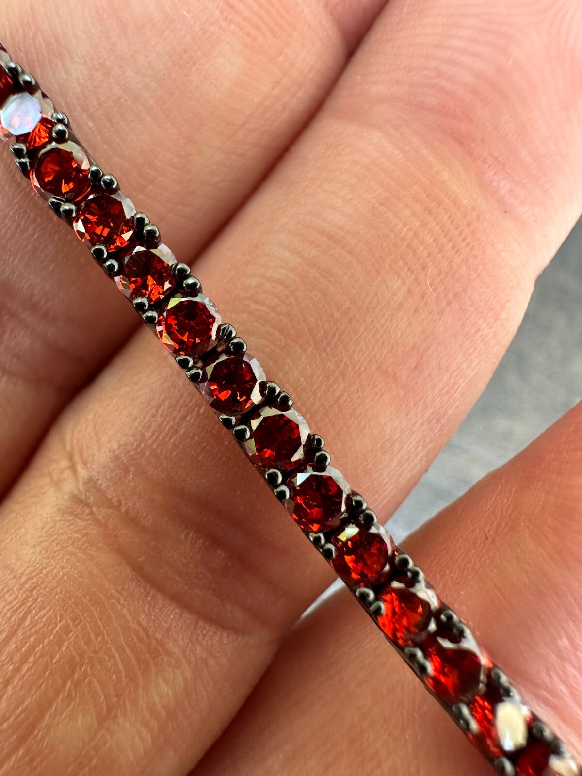 3mm Deep Red CZ Tennis Bracelet Real Iced 925 Sterling Silver Mens Ladies 6-8.5″
