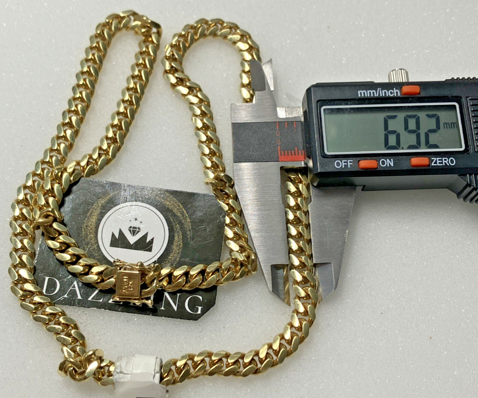 925 Sterling Silver Gold-Tone Solid Italy Cuban Chain 64grams 6.9mm Pre-Owned