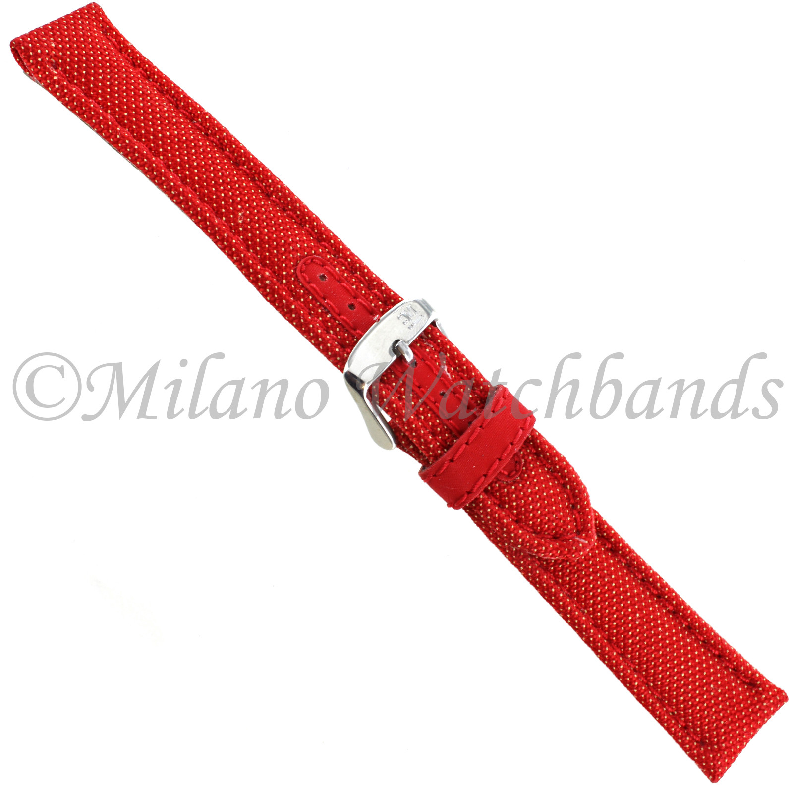 18mm Morellato Red with White Dot Made W/ Kevlar Fabric and Rubber Mens Band