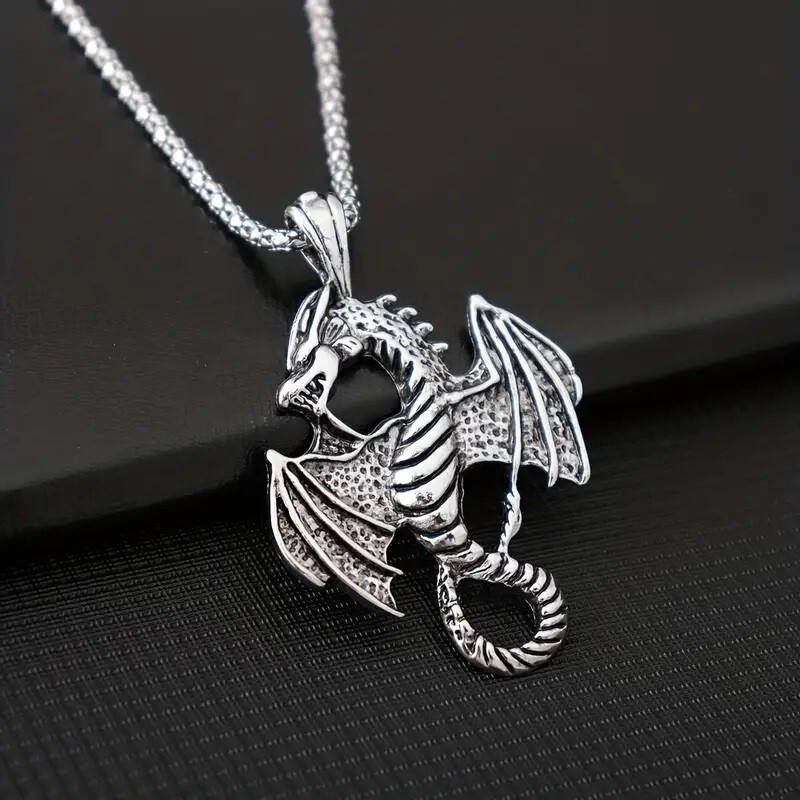 Elegant 925 Sterling Silver Charms Fashion Unique Flying Dragon Pendant Necklace