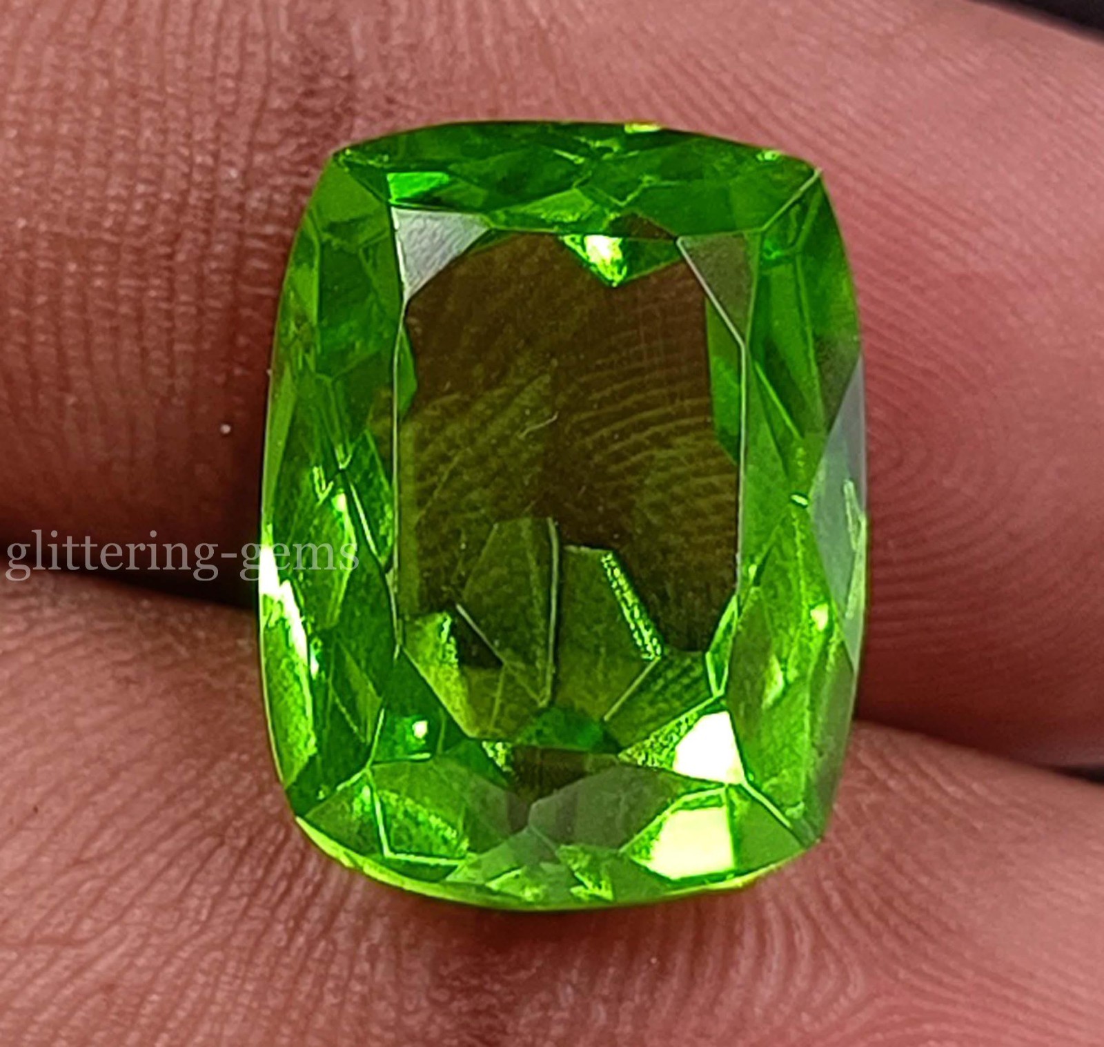 Beautiful 13.45 Ct Green Peridot Cushion Shape Natural Certified Gemstone 5DOO