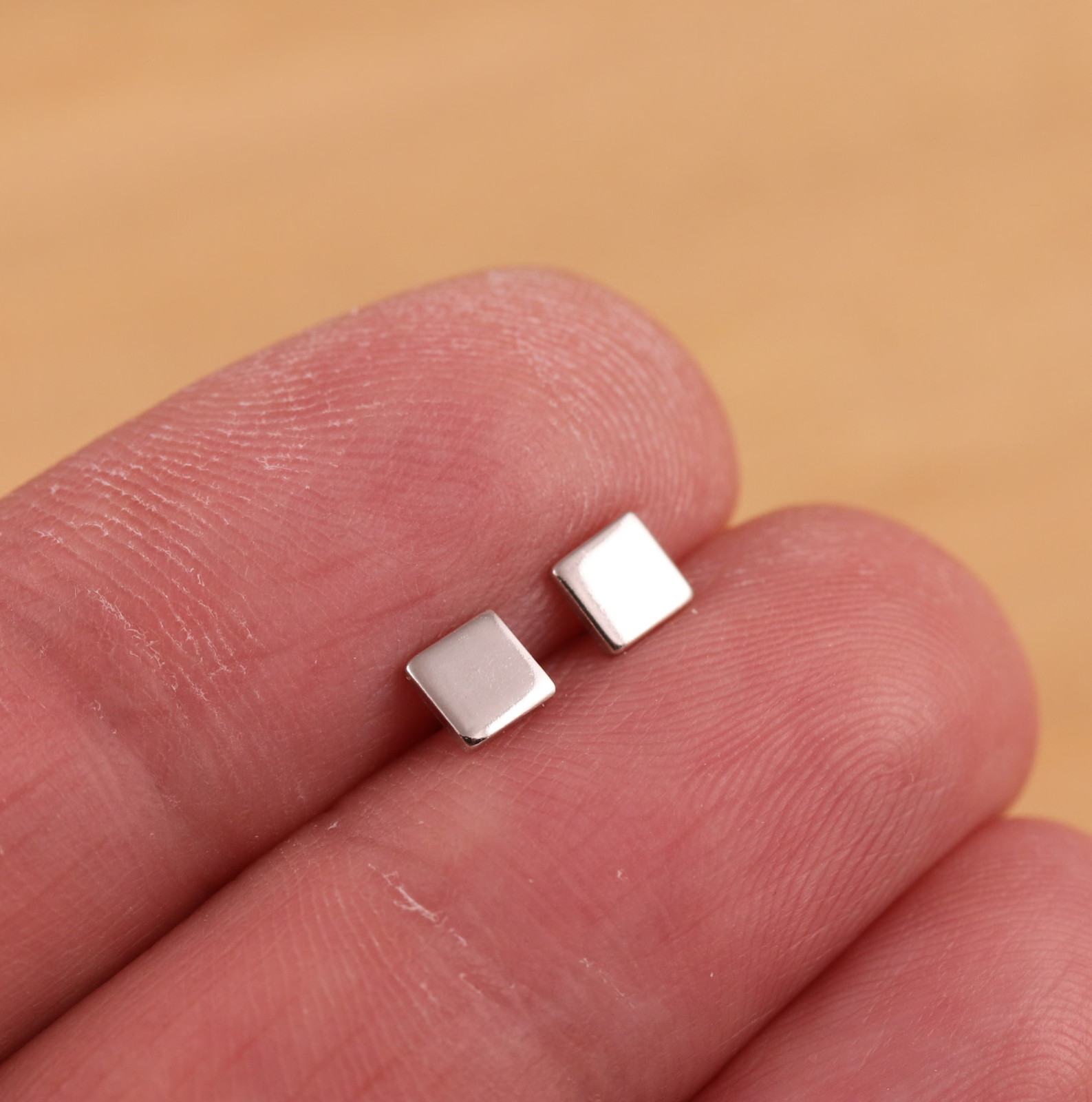 925 Sterling Silver Earrings Daily wear Plain Square Stud Earrings gifts for him