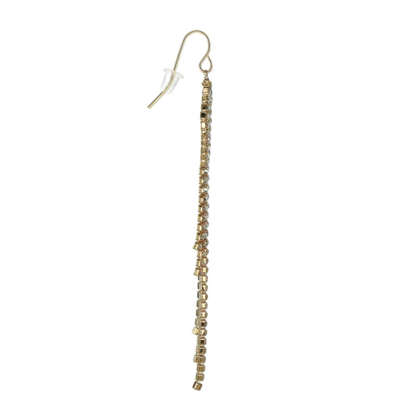 Long Sparkling Rhinestone Teardrop Gold Chandelier Earrings, 18K Gold Ear Wires