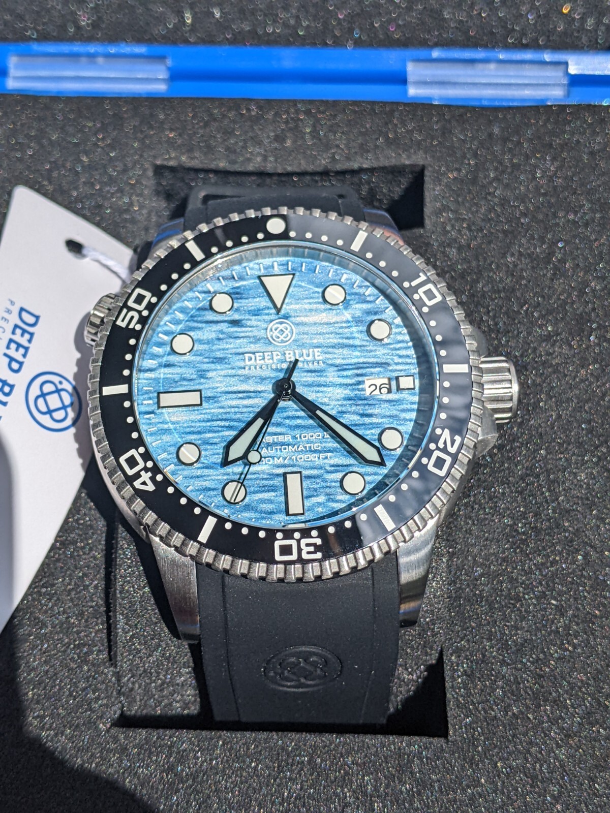 DEEP BLUE MASTER 1000 II 44MM AUTOMATIC DIVER OCEAN AQUA SEA BLUE DIAL