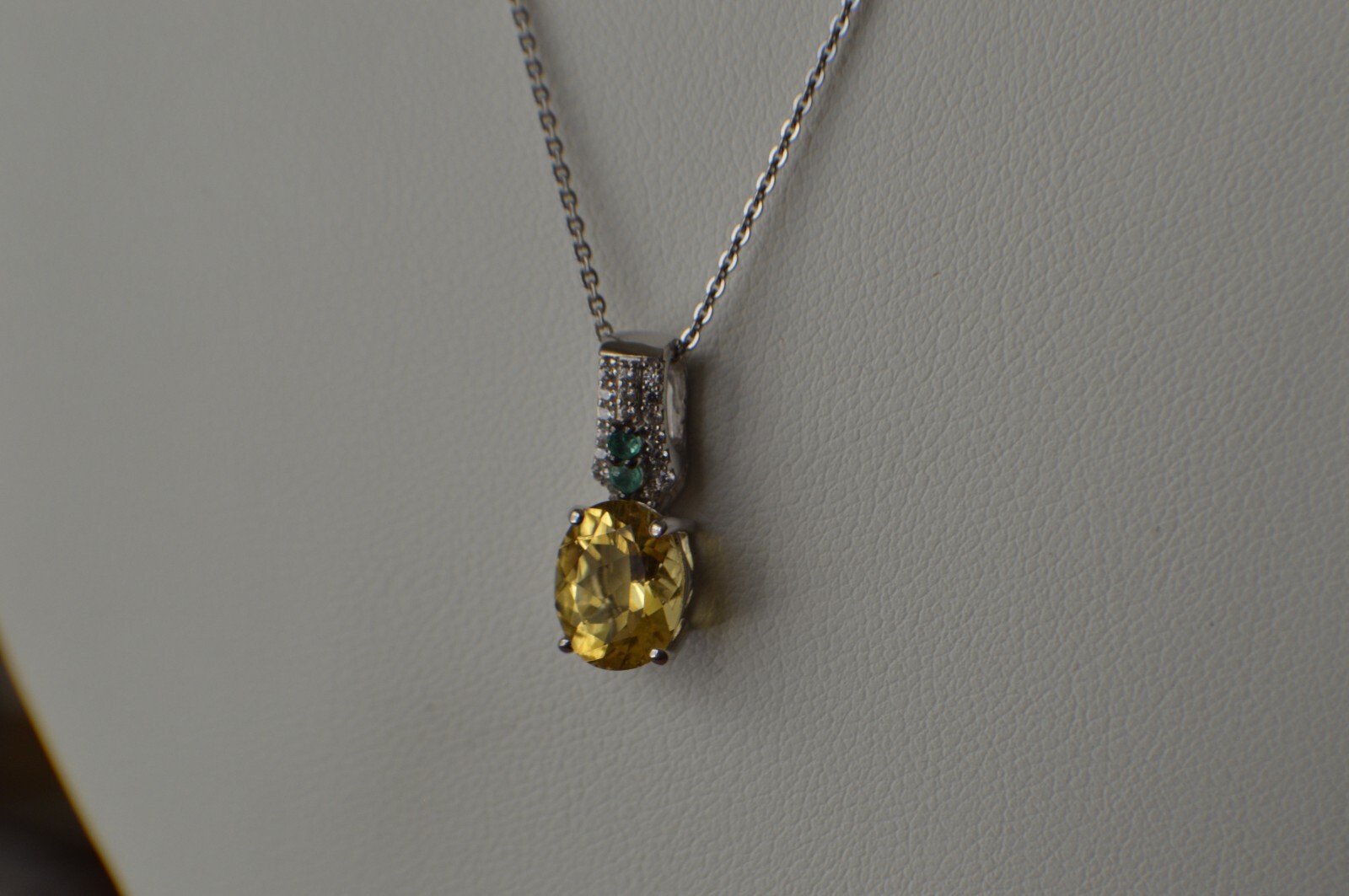 1.90ct AAAA Heliodor / Multi Gem Pendant w/20″ Chain in Rhodium over Fine Silver