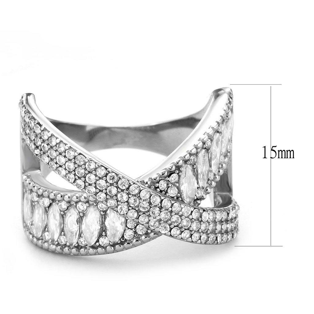DA361 – High polished (no plating) Stainless Steel Ring with AAA Grade CZ in