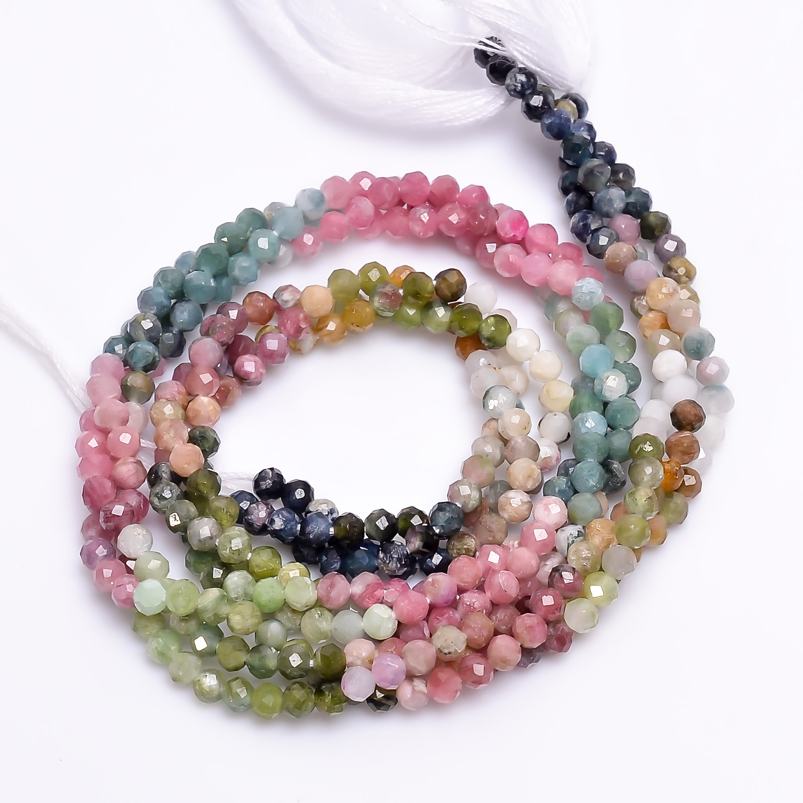 Natural Multi Tourmaline Gemstone Round Faceted Beads 3X3 mm Strand 13″ EB-250