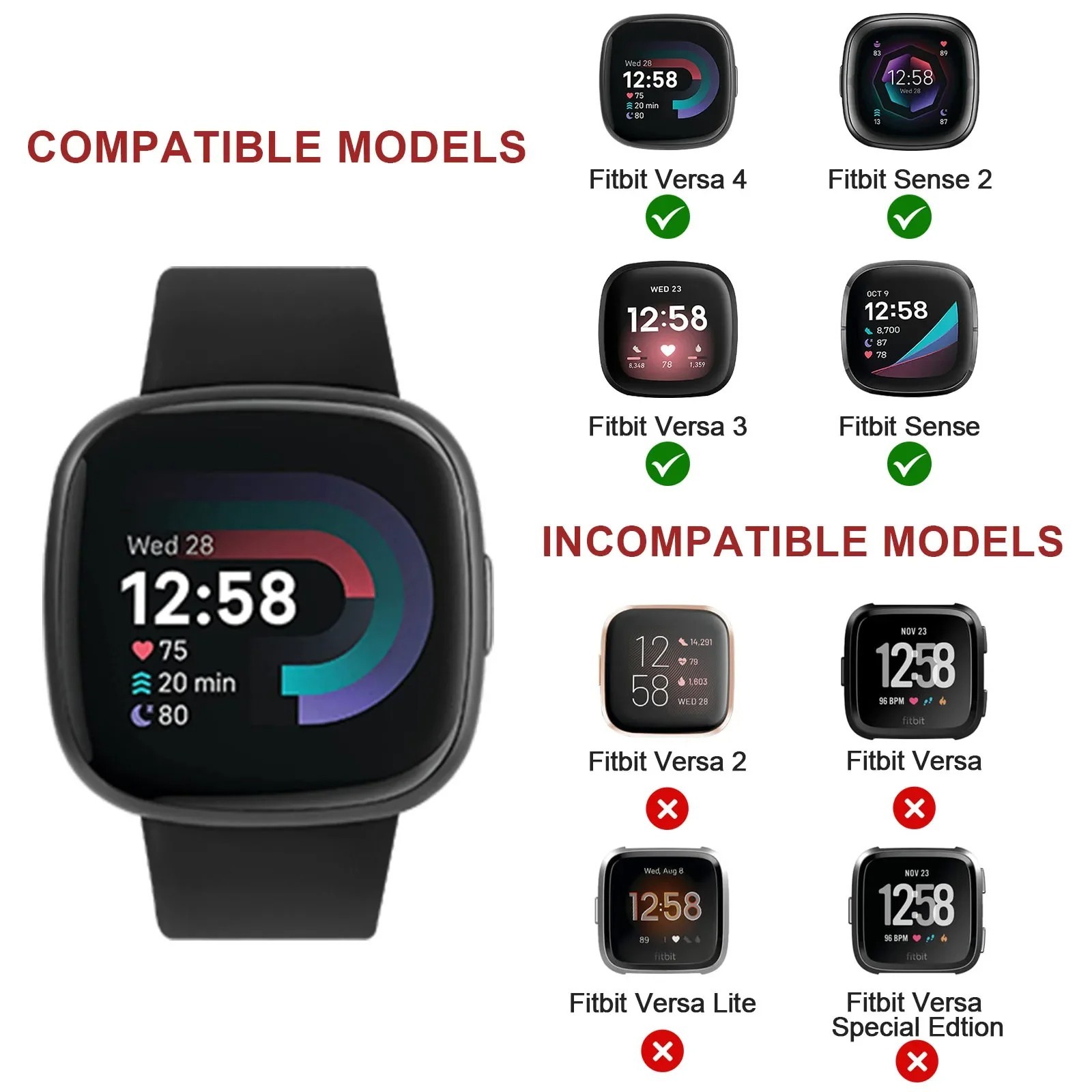 Silicone Replacement Strap Band For Fitbit Versa 4 3 Sense Sense 2 Sport Band