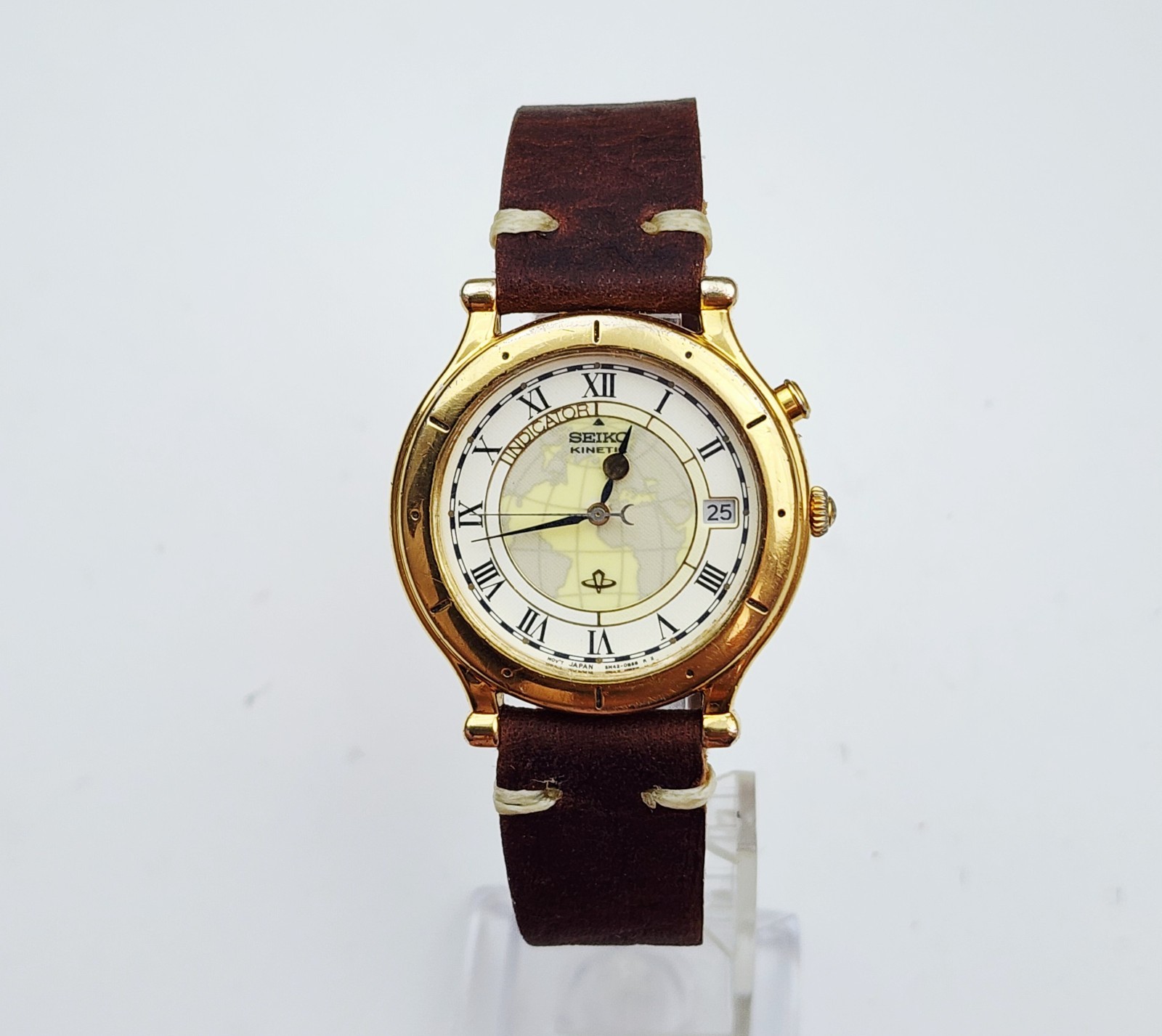 RARE,UNIQUE Men’s KINETIC Watch SEIKO 5M42-0A90. New Capacitor. Luminous Dial