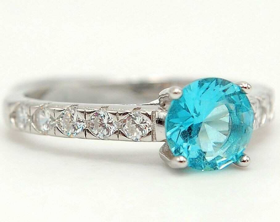 Heat Treated 2CT Blue Topaz 925 Solid Sterling Silver Ring Sz 7 UB3-9
