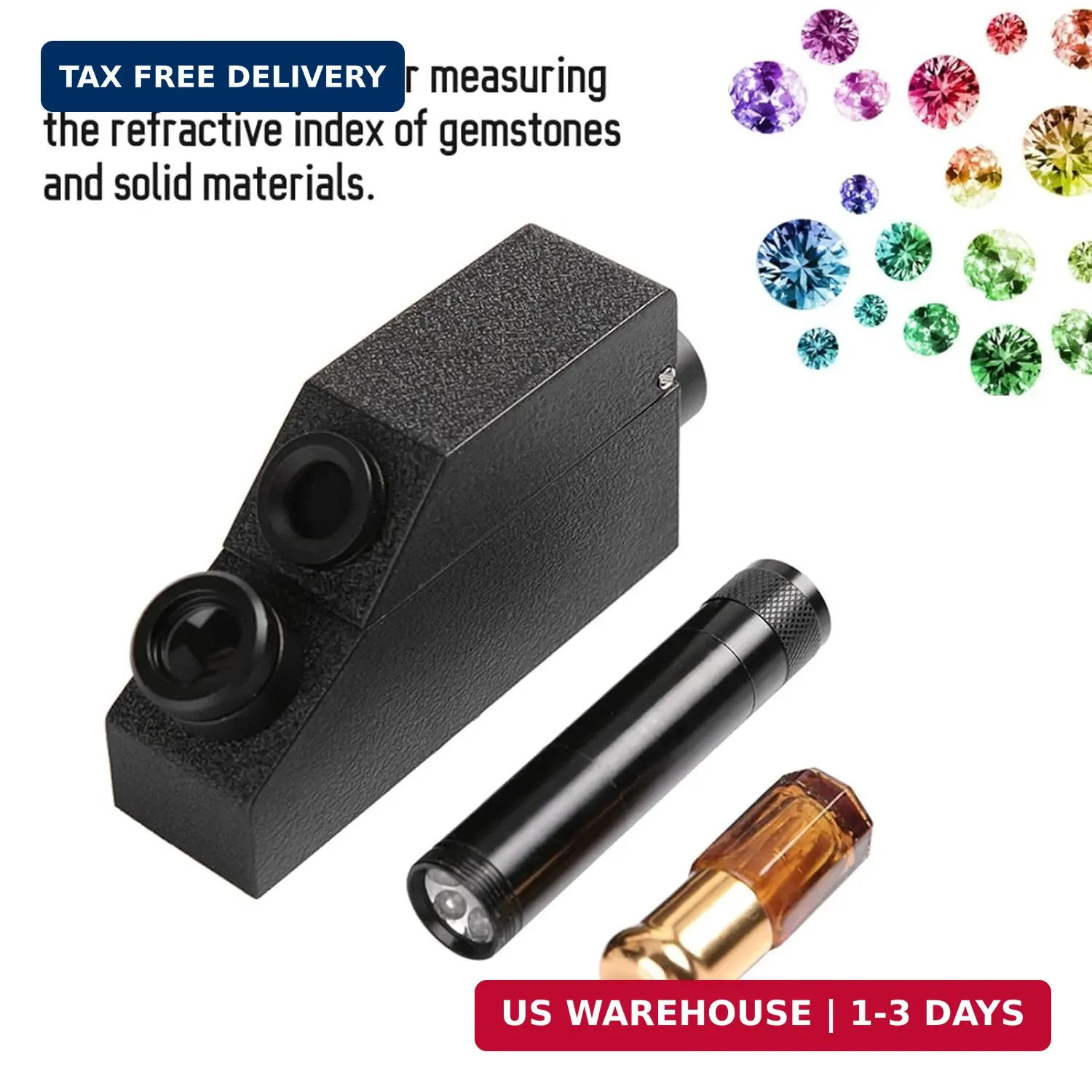 RHG181 Diamond Tester, 1.30-1.81 Jewelry Refractometer, Portable Gem Tester for