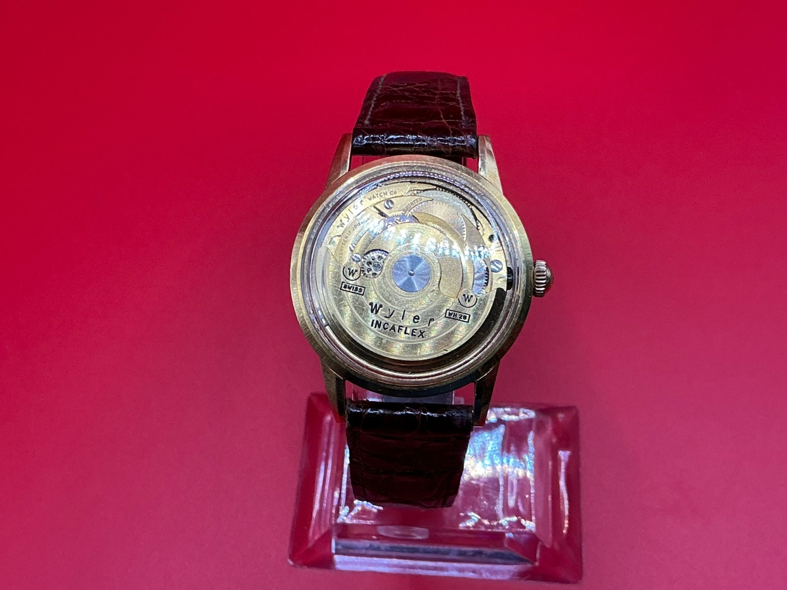 RARE VTG 1960s Wyler Incaflex Reverse 36mm Gold Swiss Automatic Watch Cal. WH26
