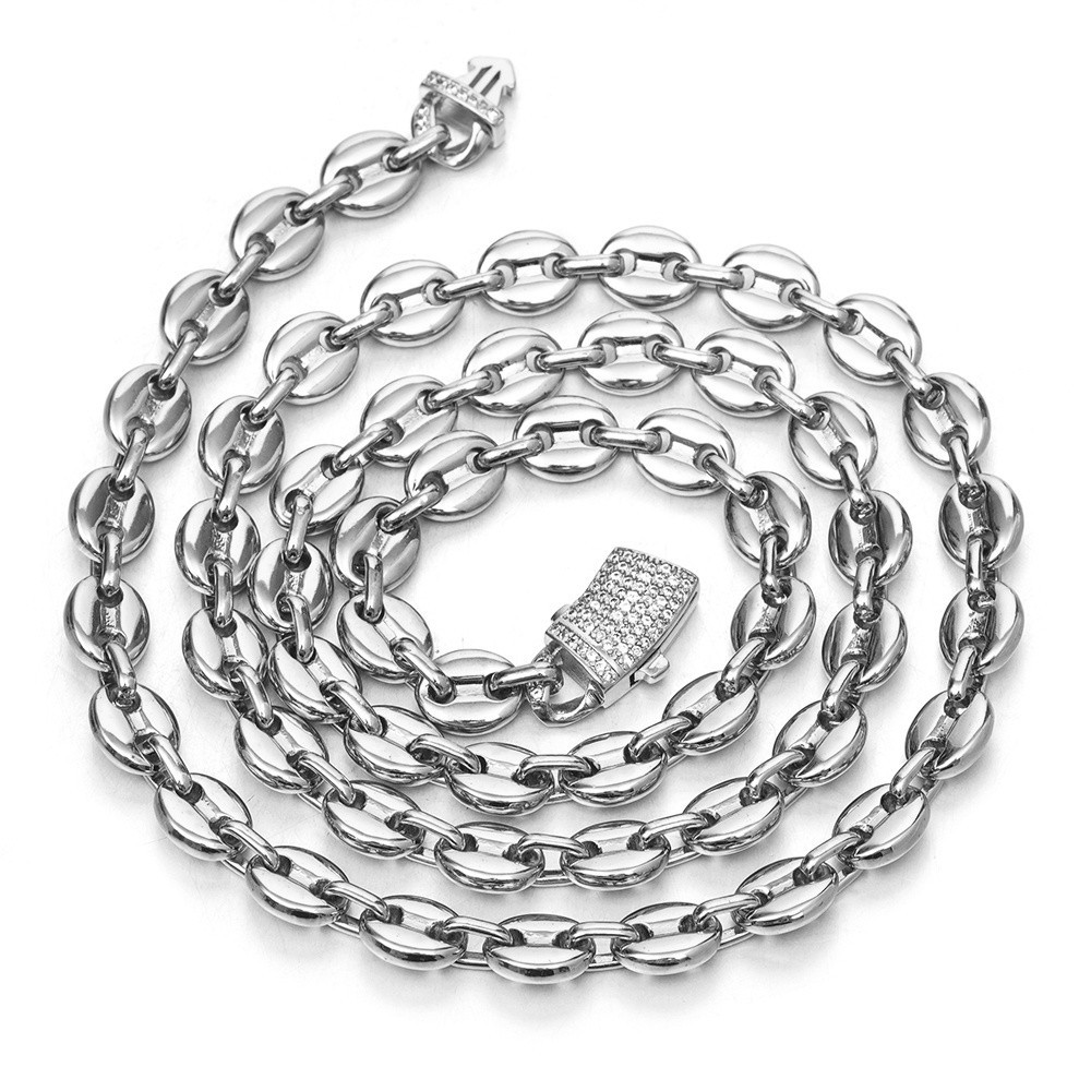 Fashion Men Women’s Stainless Steel Coffee Beads Chain Necklace 7mm*60cm