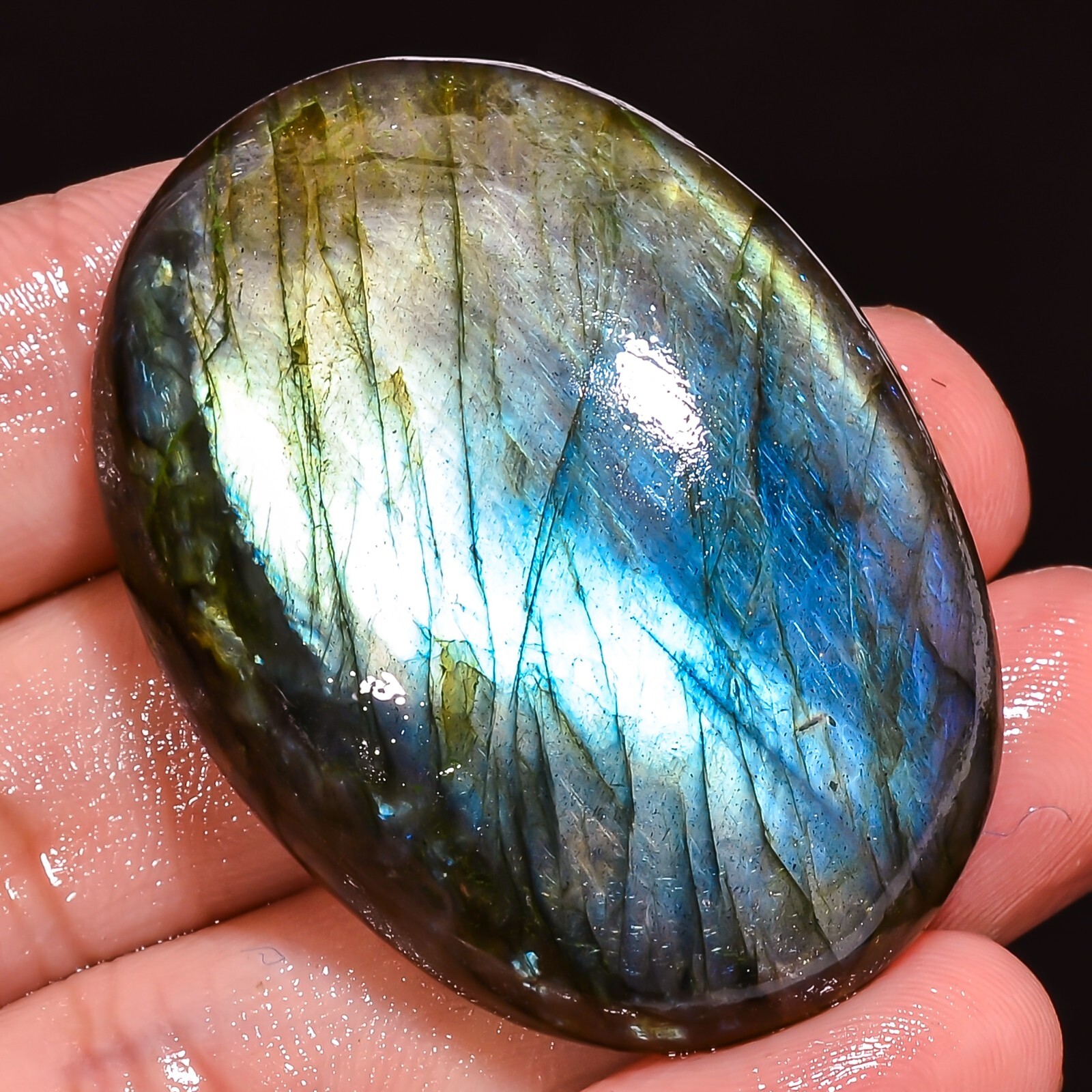 A+ 100%Natural Labradorite Cabochon Oval Shape Gemstone 114.60CT 32X44X10mm BC53
