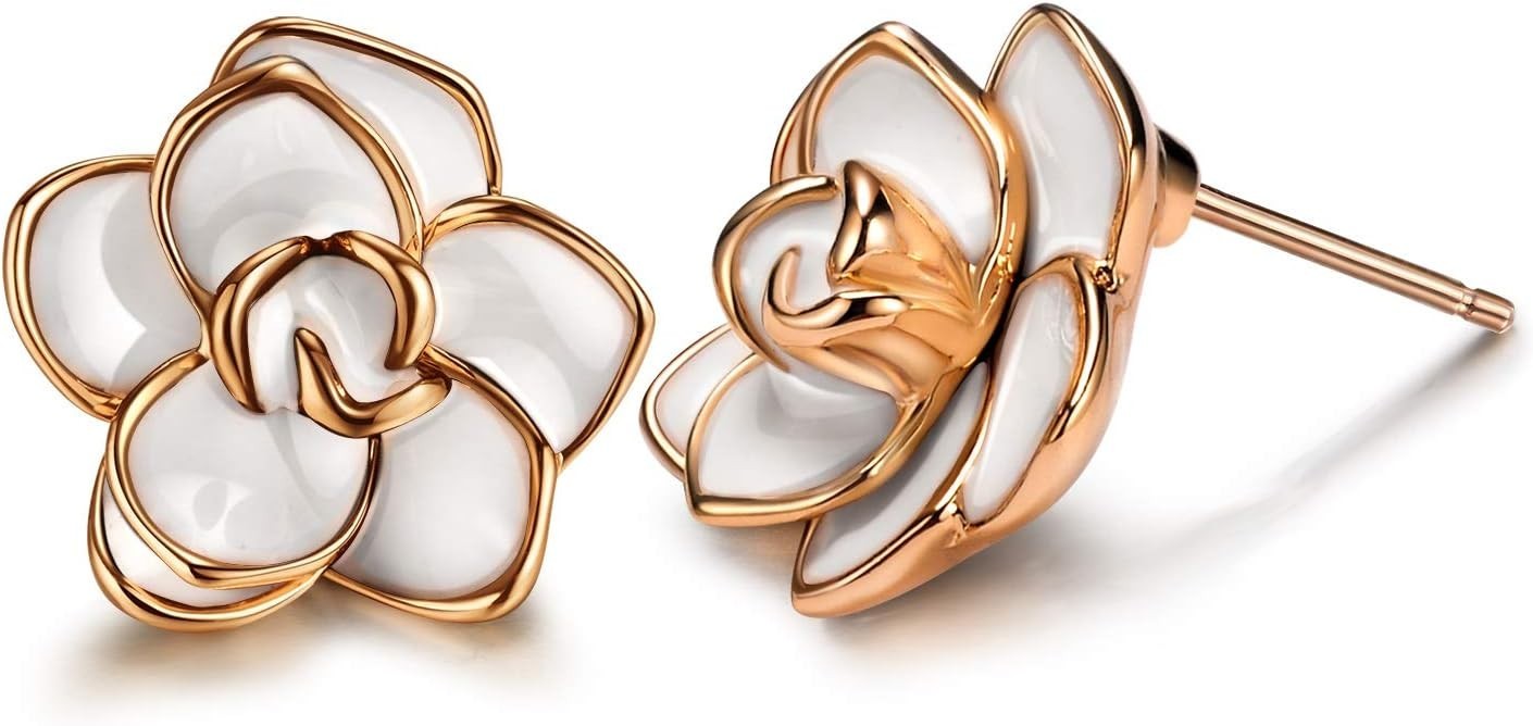 Beautiful Gold Plated Rose Flower Studs – Ideal for Gifting and Sensitive Ears