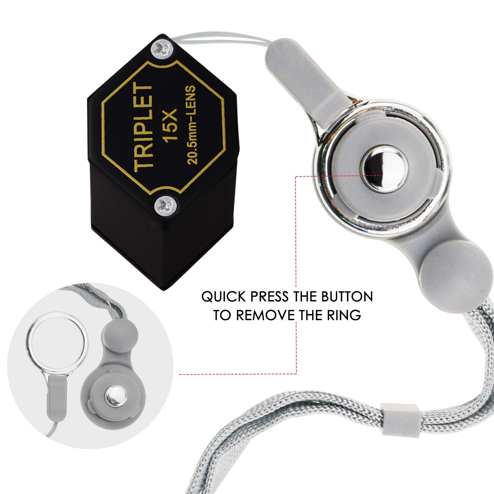 15x Magnifier Jewelry Loupe 20.5mm Triplet Lens Optical Glass Pocket Gem Magn…