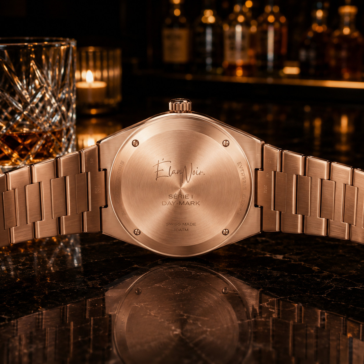 Custom Élan Noir Série I Rose/Green 36mm Auto NH35 Sapphire Crystal Steel Watch