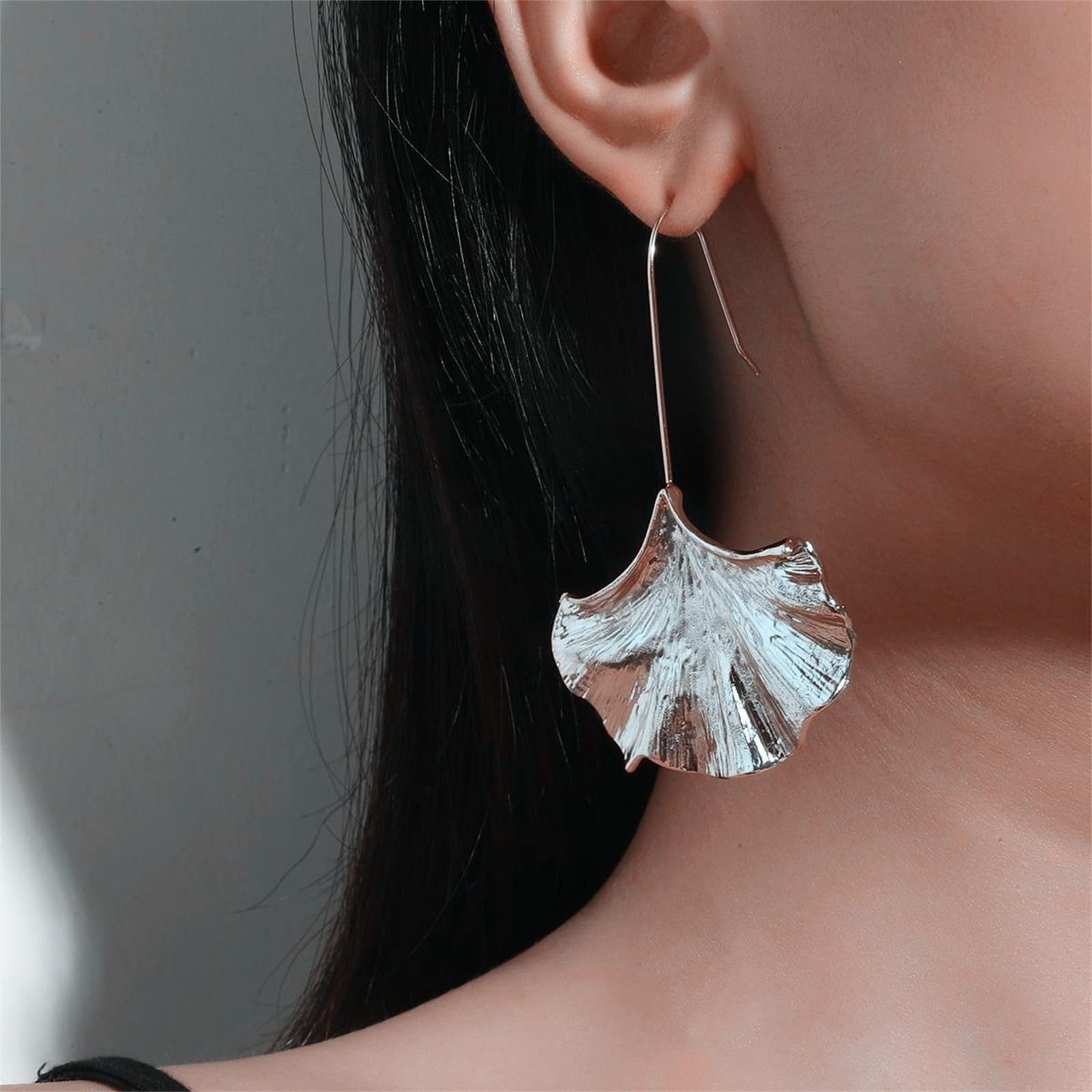 Ginkgo Leaf Earrings Gold Silver Plated Boho Vintage Leaves Flower Plant Geom…