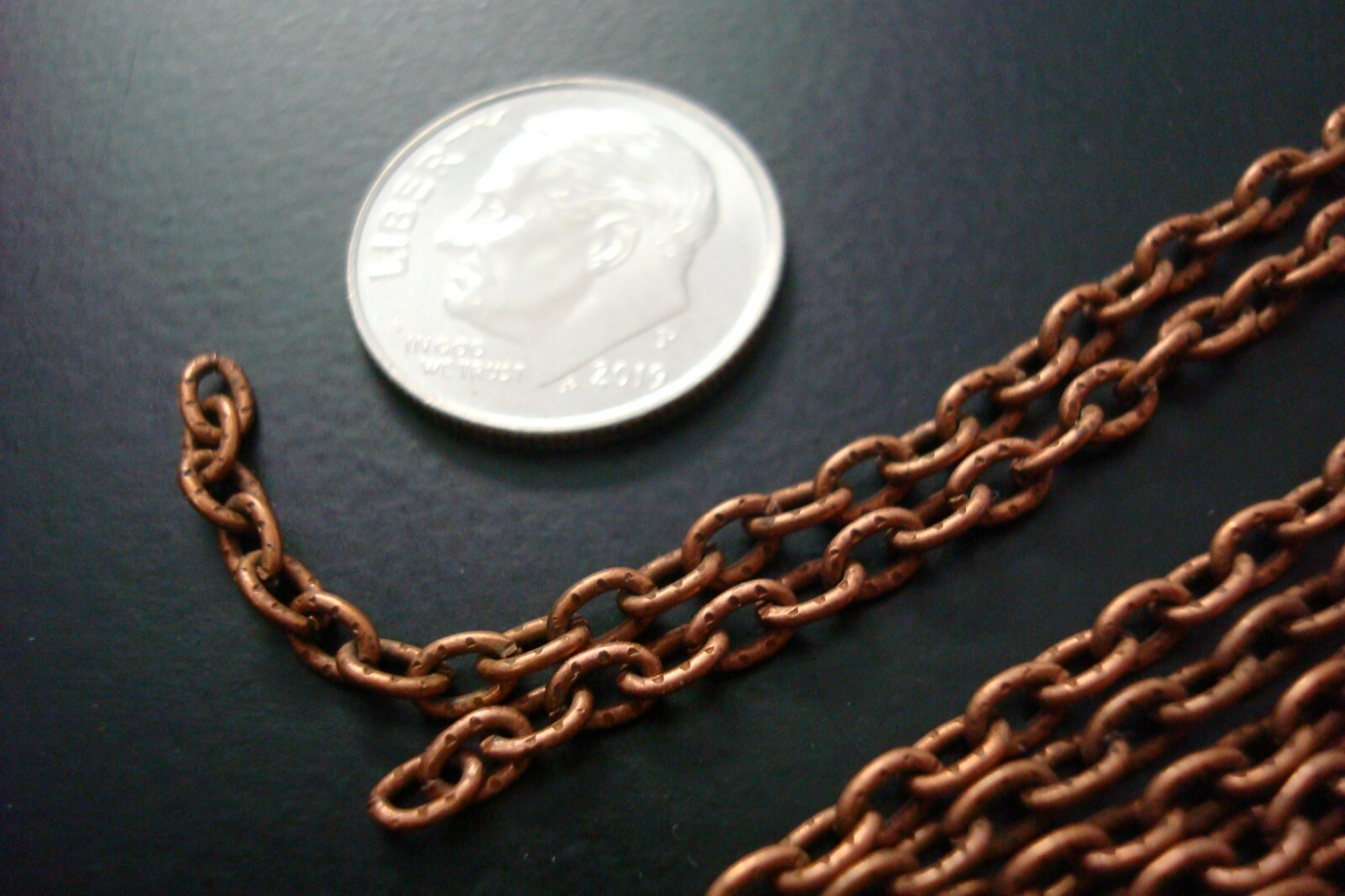 12 feet Copper pl 4×2.5mm DAPPED cable link bead chain 10 links in PCH046C
