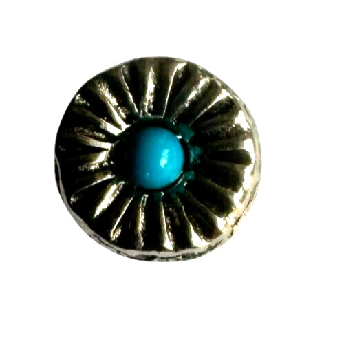 Silver Tone Tie Tack Pin – Turquoise Accent, Western Cowboy Rodeo Style