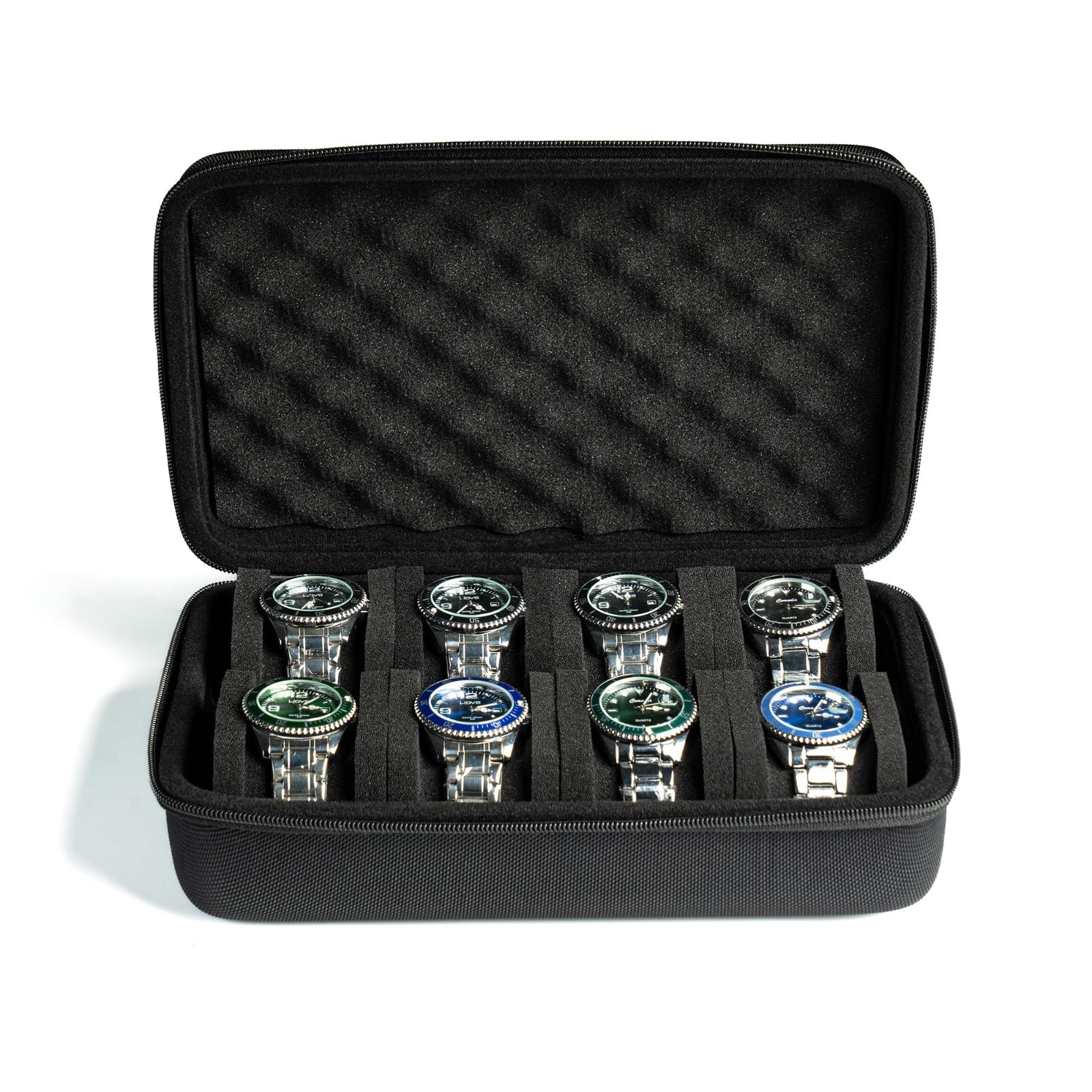 8-Slot Hard Watch Storage Case, Padded Display Box for Organization & Protection