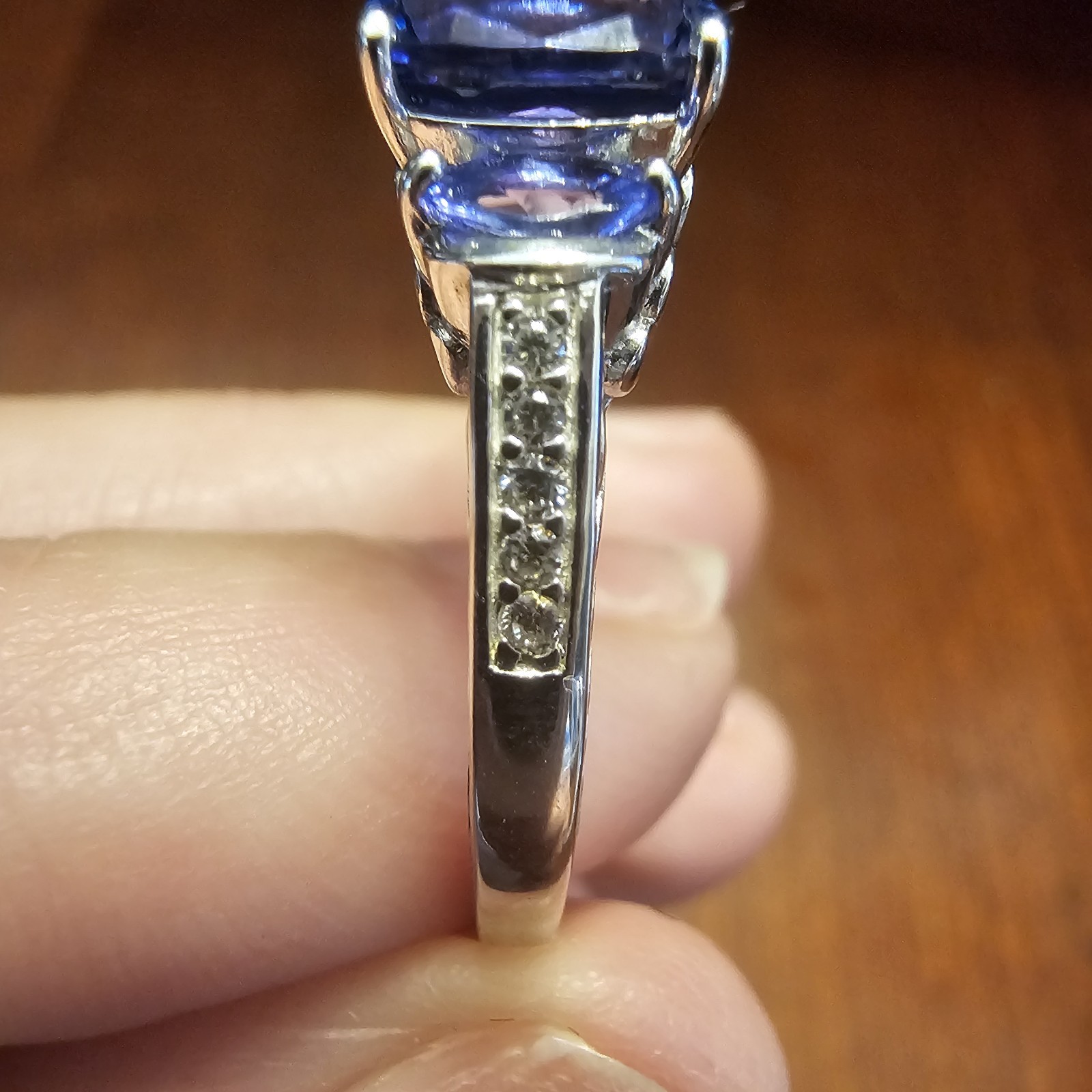 2.0 ctw NATURAL Blue Tanzanite Rhodium Over Silver Ring size 9.5