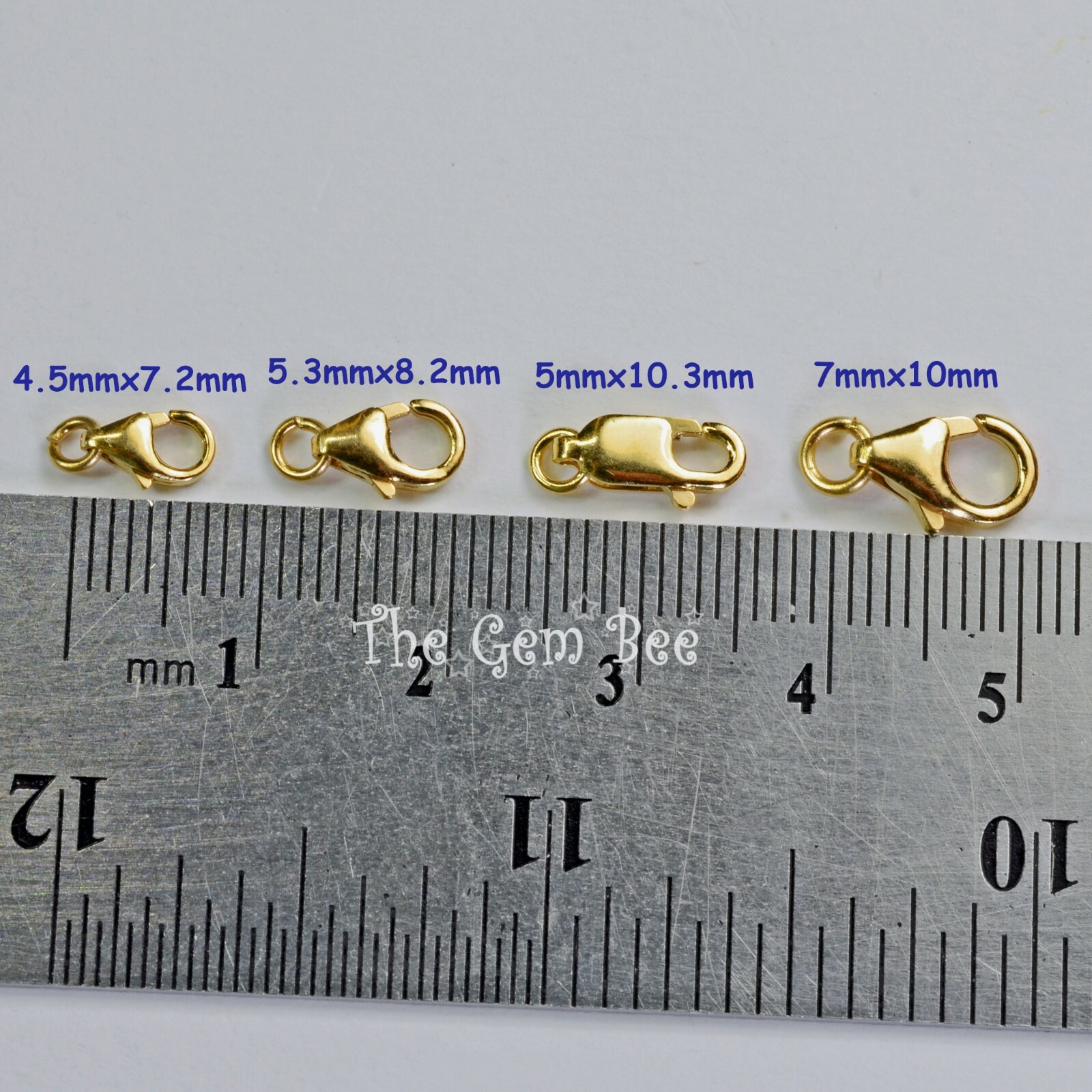 5mmx10.3mm 18k Solid Yellow Gold Lobster Clasp With Open Jump Ring