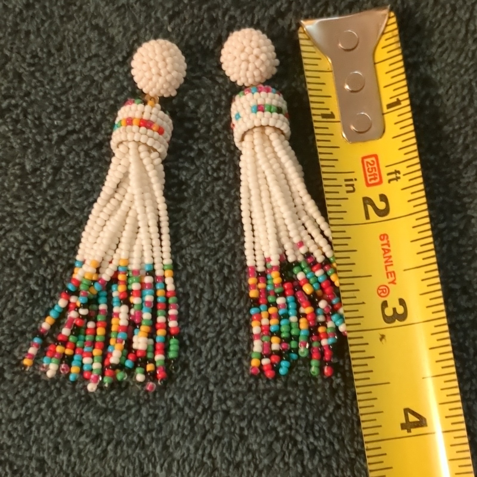 Handmade Seed Bead Beaded Earrings Native American Style 3.5” Long