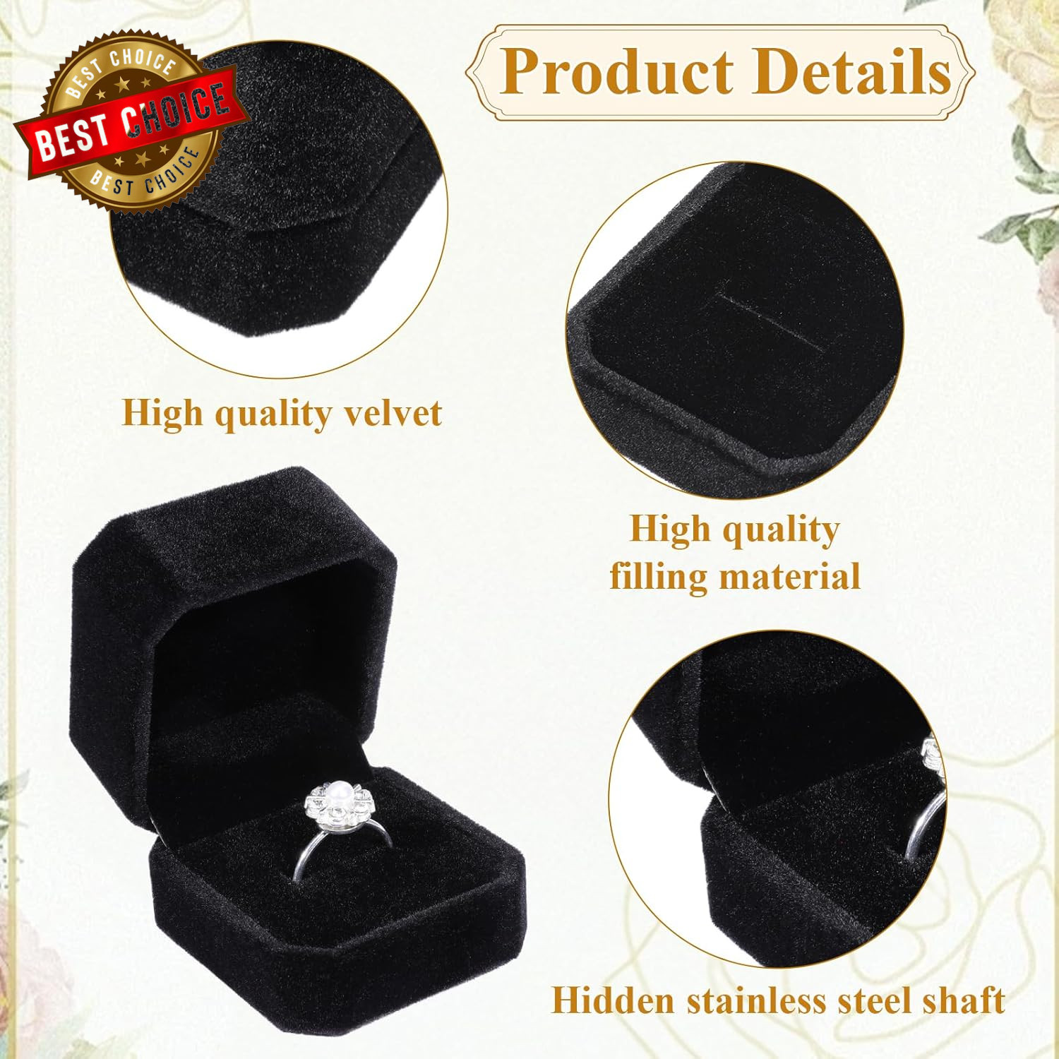 36 Pcs Black Velvet Ring Boxes Bulk, 2.13 X 1.97 X 1.54 Inch Rings Case Earring