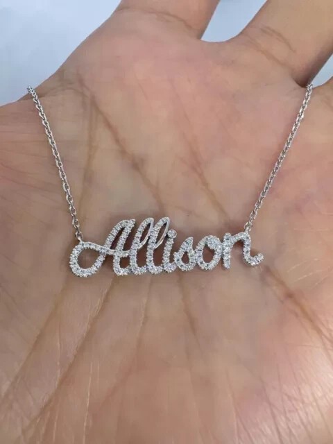 Custom Any Letter Pendant 1Ct Round Cut Simulated Diamond 14K White Gold Plated