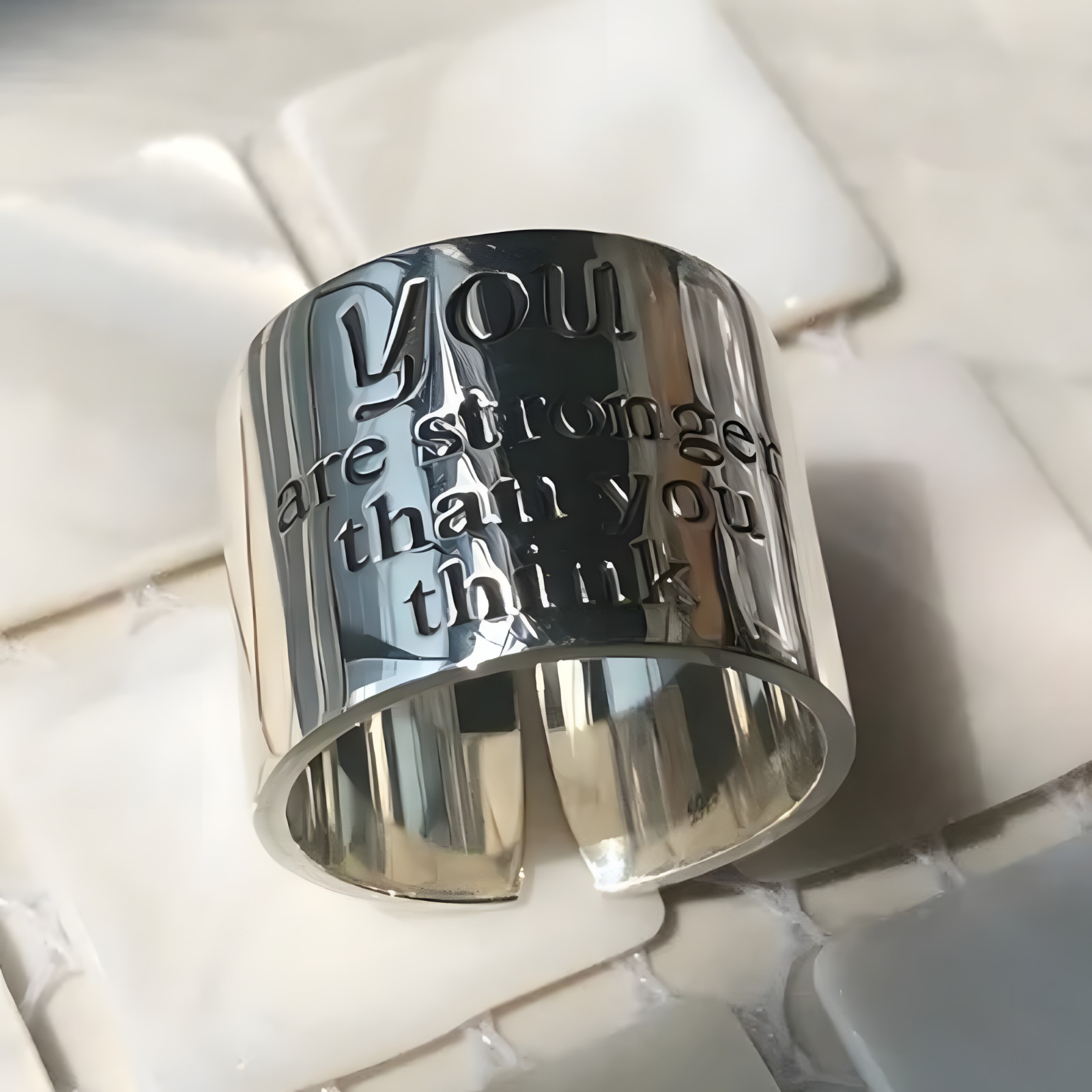 Sterling Silver Engraved Band Ring for Women, Adjustable Open Ring Polished 488
