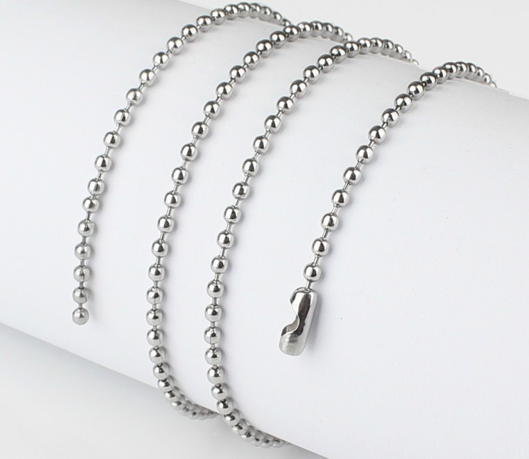 1.5-12mm Men’s Silver Gold Black Stainless Steel Bead Ball Chain Necklace
