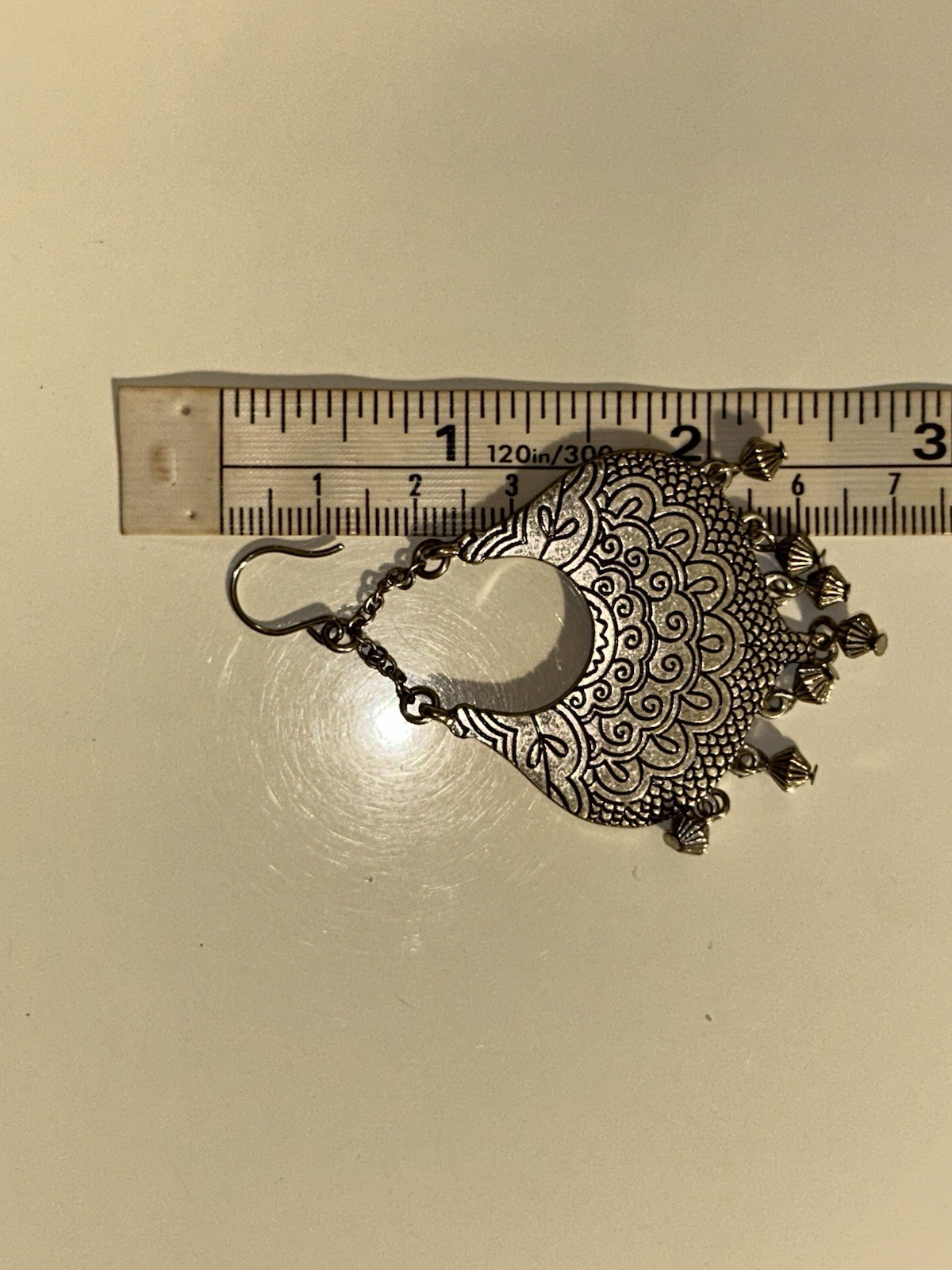 Silver Toned Boho Style Silver Toned Pierced Earrings Double Sided