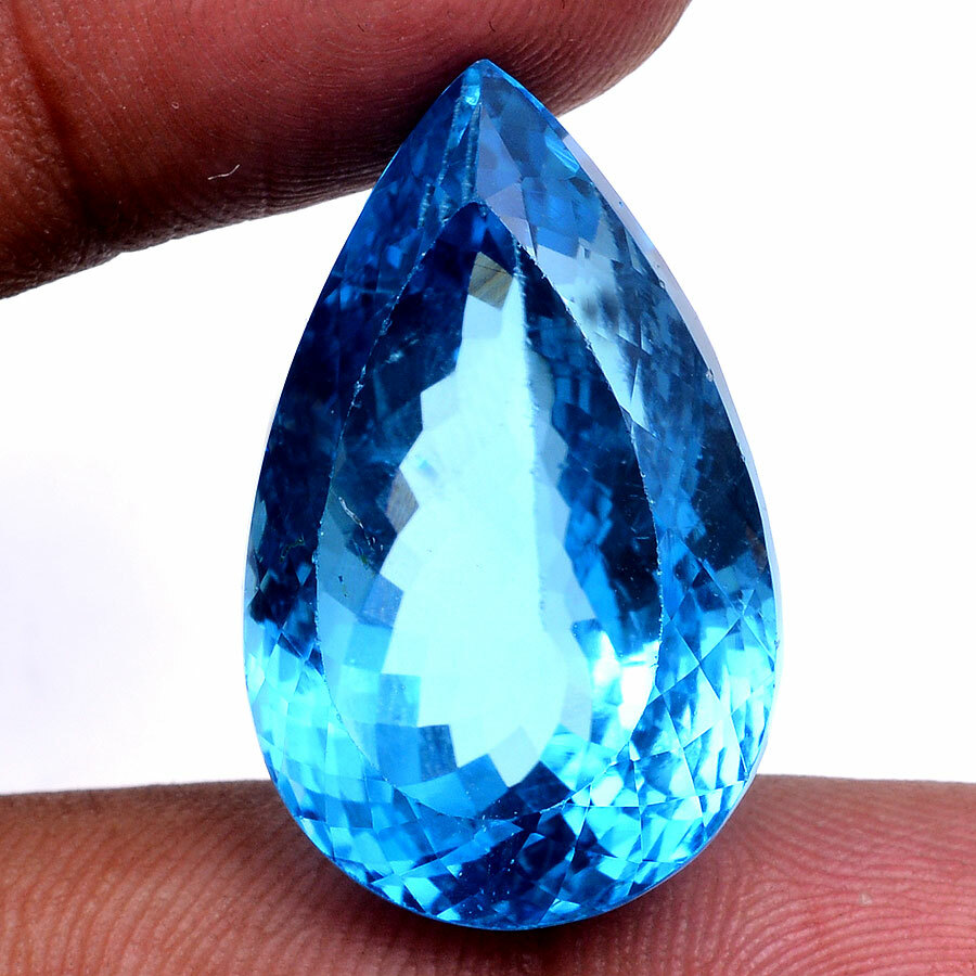 VVS 79.00 Cts Natural Blue Topaz AAA+ Quality GTL Certified Pear Cut Gemstone