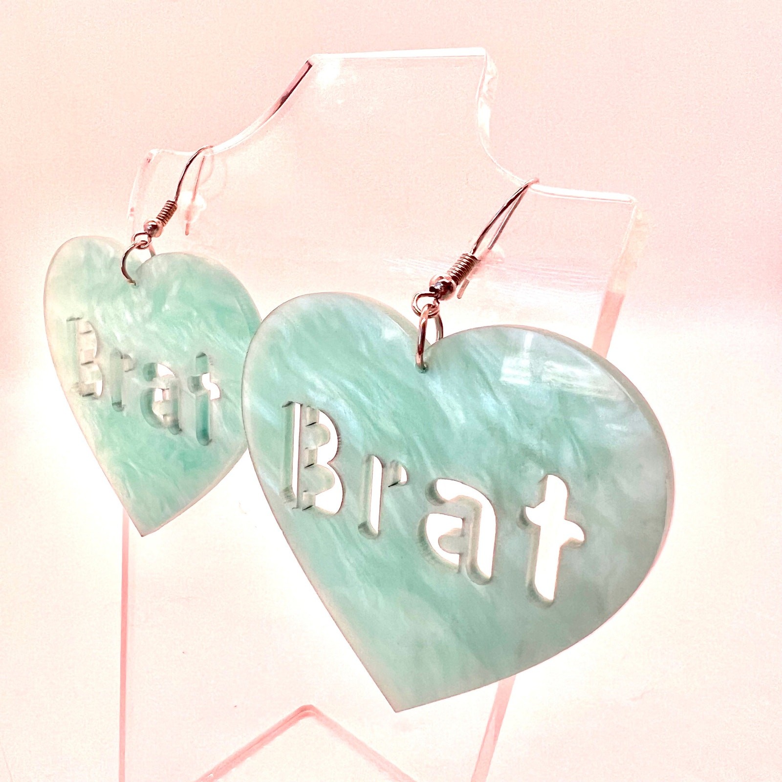 Brat Heart Earrings | Barbiecore Jewelry | Y2K Pink Statement Earrings