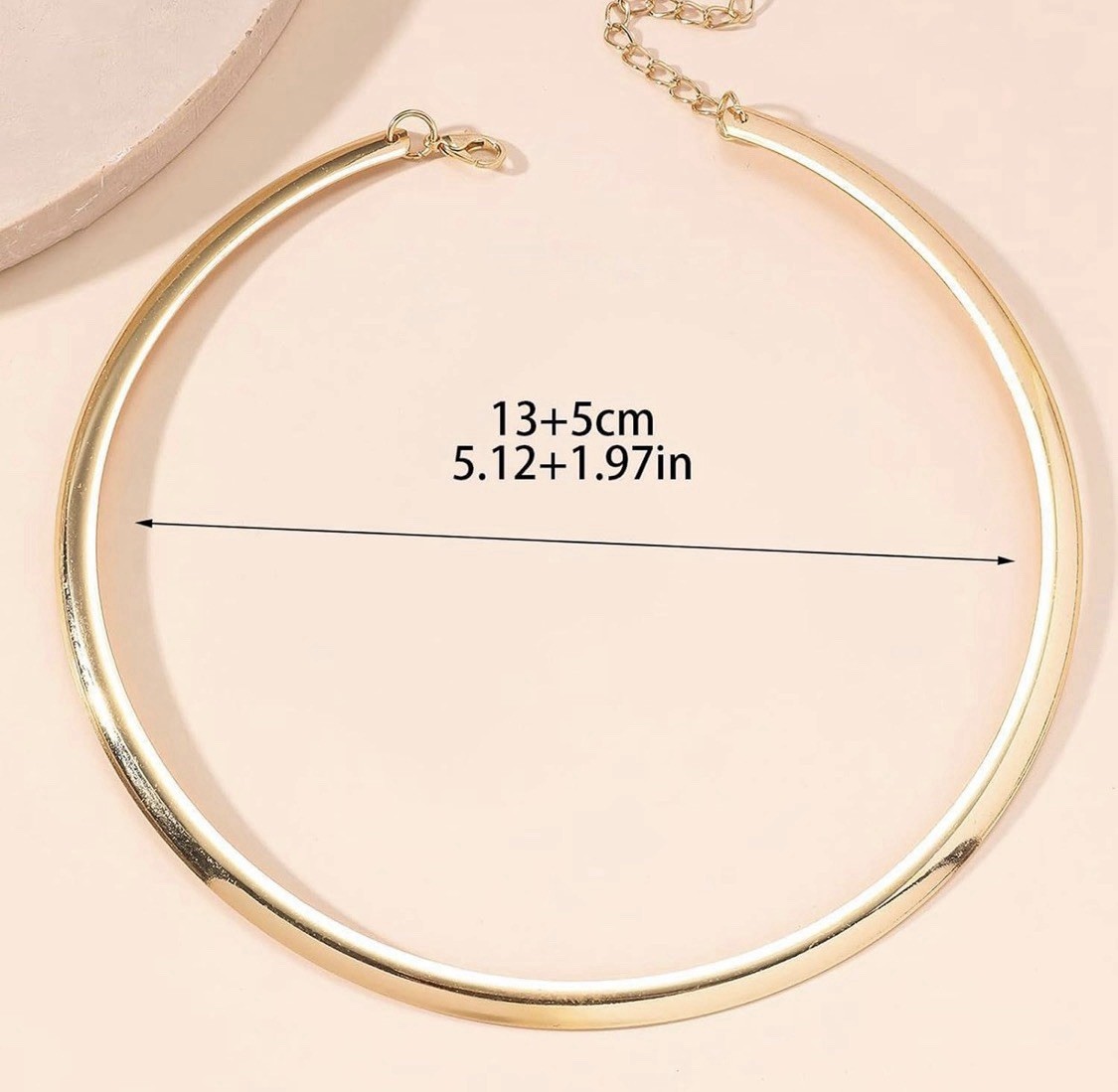 Gold Tone Collar Choker Necklace Cable Chain Lobster Clasp Adjustable 13+5cm