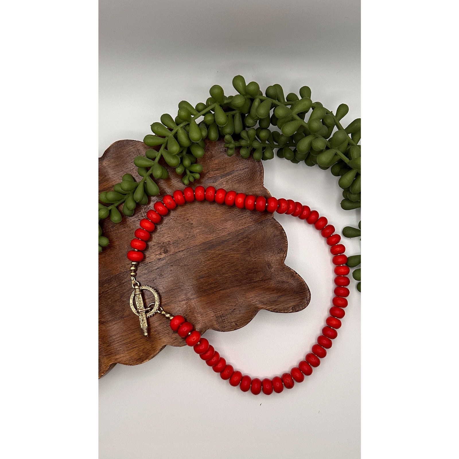 Red Howlite Beaded Necklace | Handmade Jewelry | One of a Kind