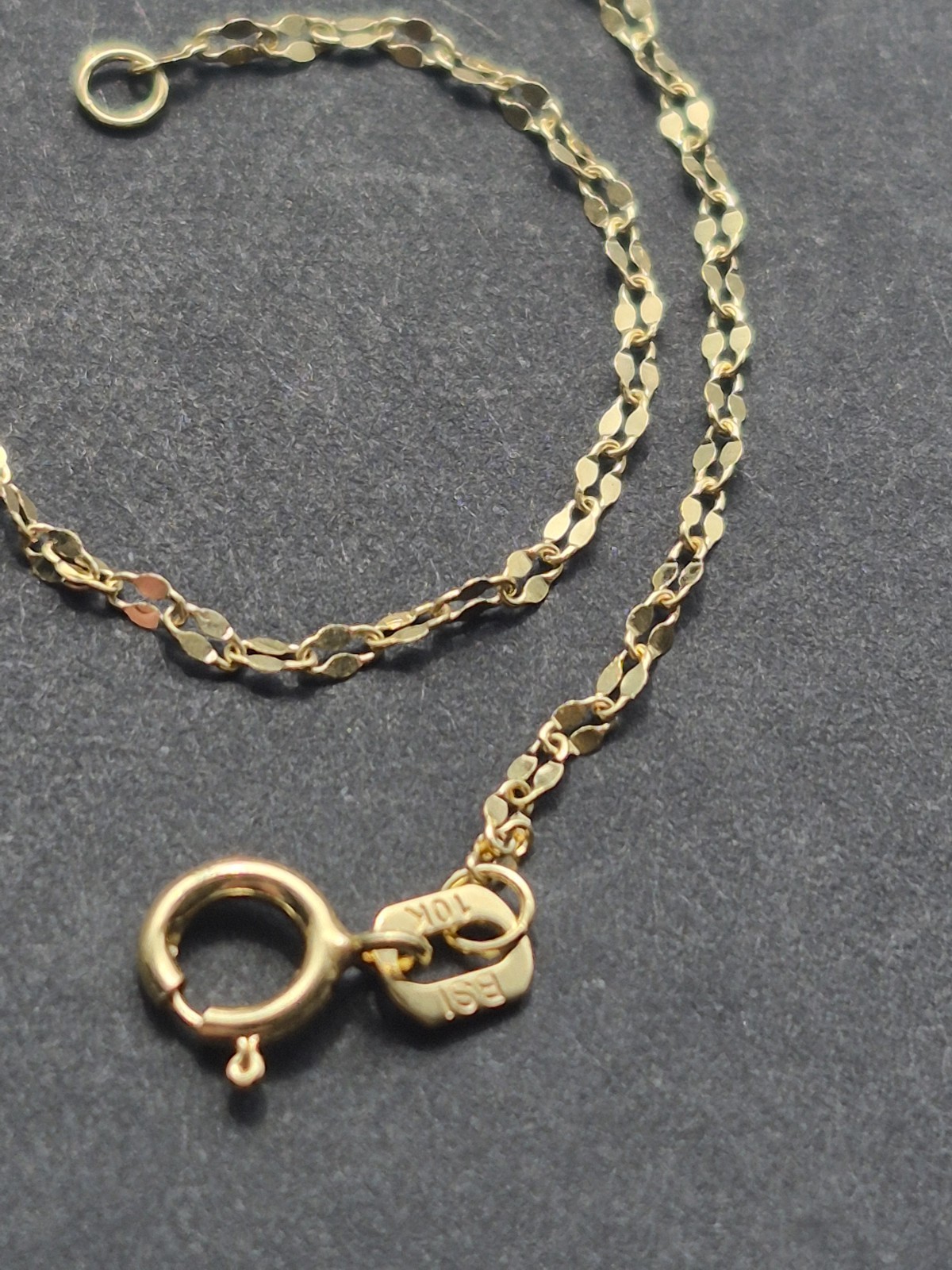 10k Solid Gold Mirror Anklet 10in