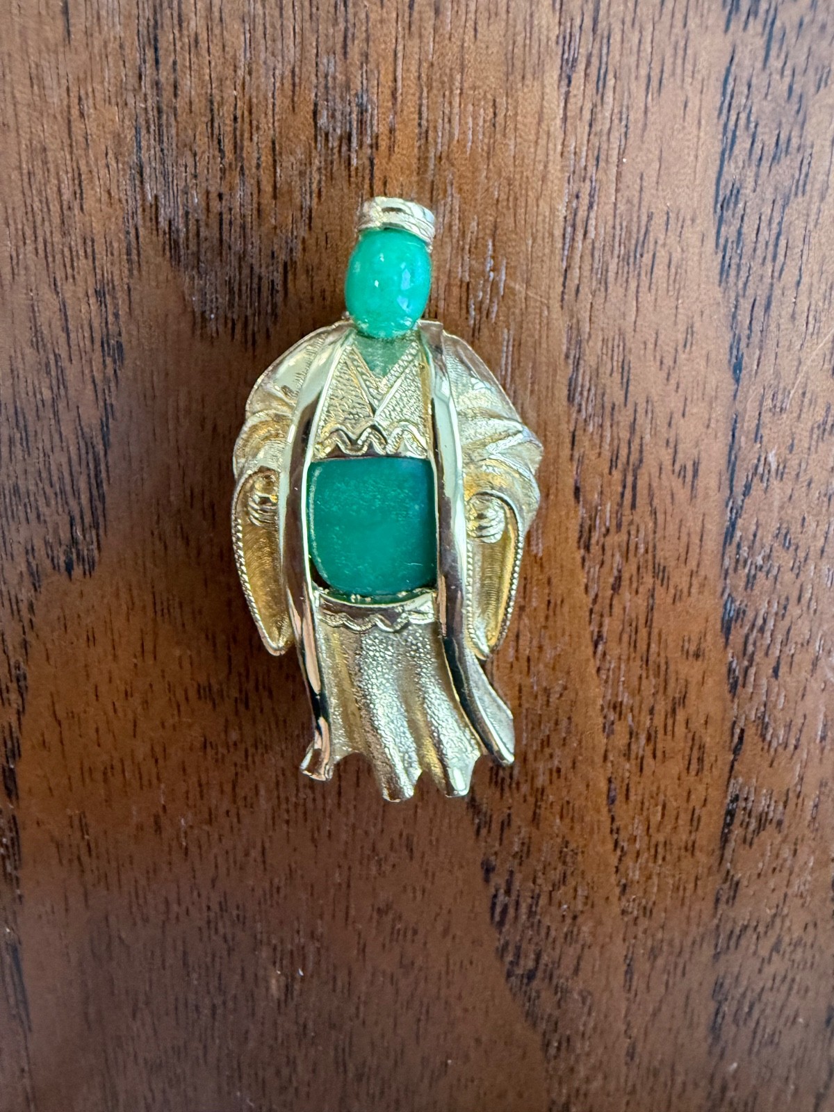 Vintage Hattie Carnegie Asian Holy Man / Emperor Peking Glass Figural Brooch