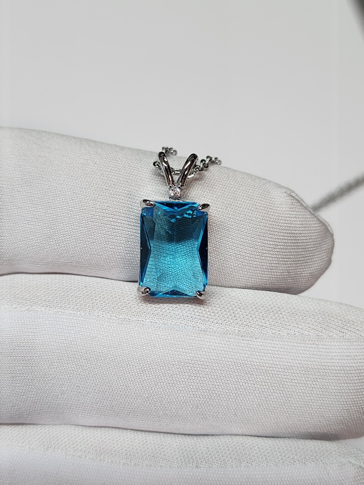 Silver Plated Pendant Necklace Rolo Chain With CZ For Women Fashion Jewelry