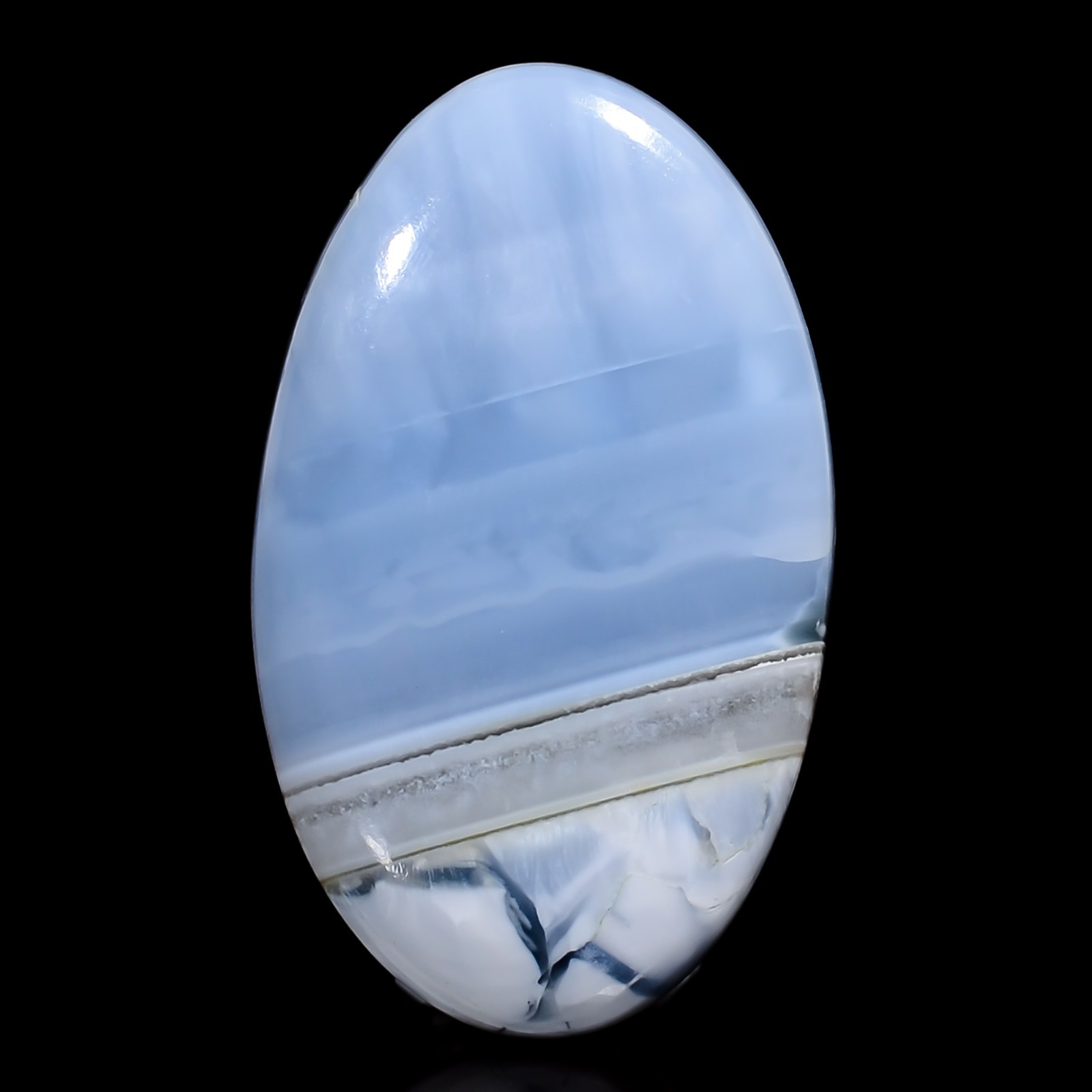 Natural Owyhee Blue Opal Oval 30Ct 36X22X6mm Loose Gemstone Polished Stone