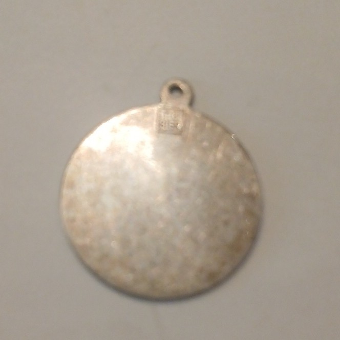 Silver Round Zodiac Medallion Medal Pendant Charm with Bail, Marked Sterling