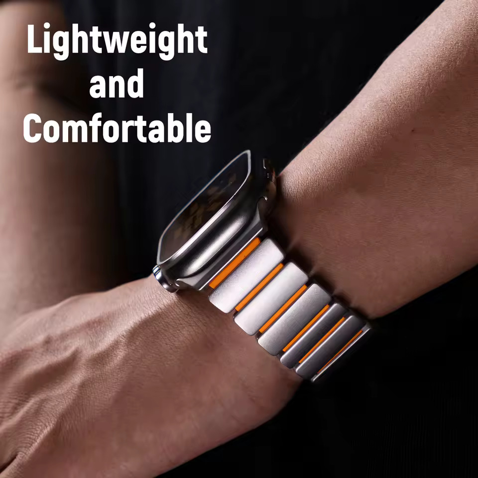 Magnetic Titanium Rubber Metal Band For Apple Watch Ultra3 49mm 11 10 9 8 7 6 SE