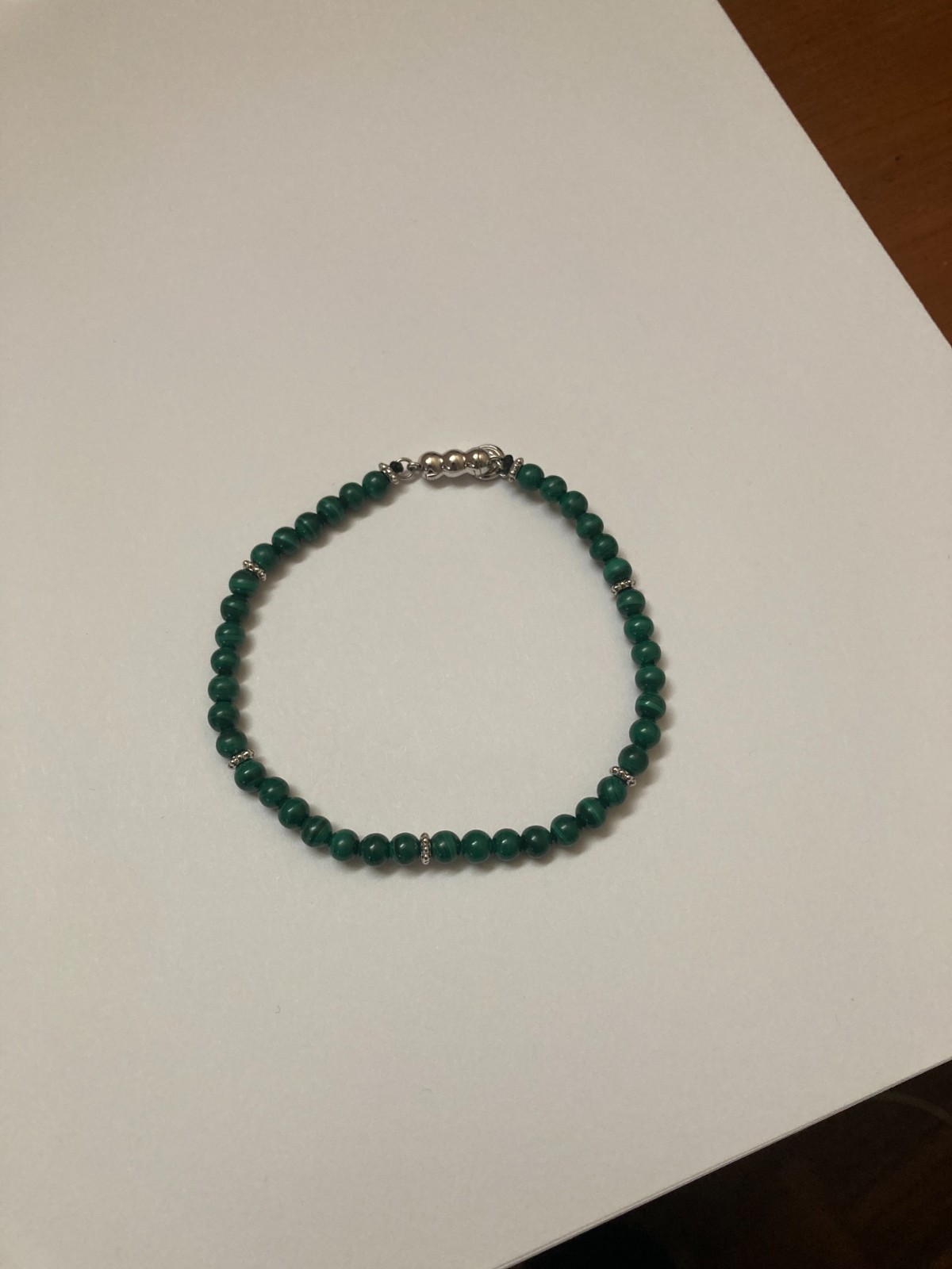 Gabriel & Co 925 Sterling Silver Malachite Beaded Bracelet