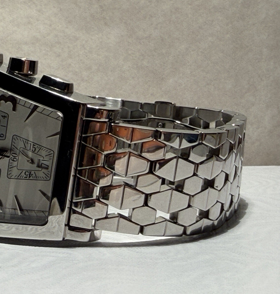 Men’s Corum Trapeze Chronograph 196.404.20 Steel Bracelet Silver Dial