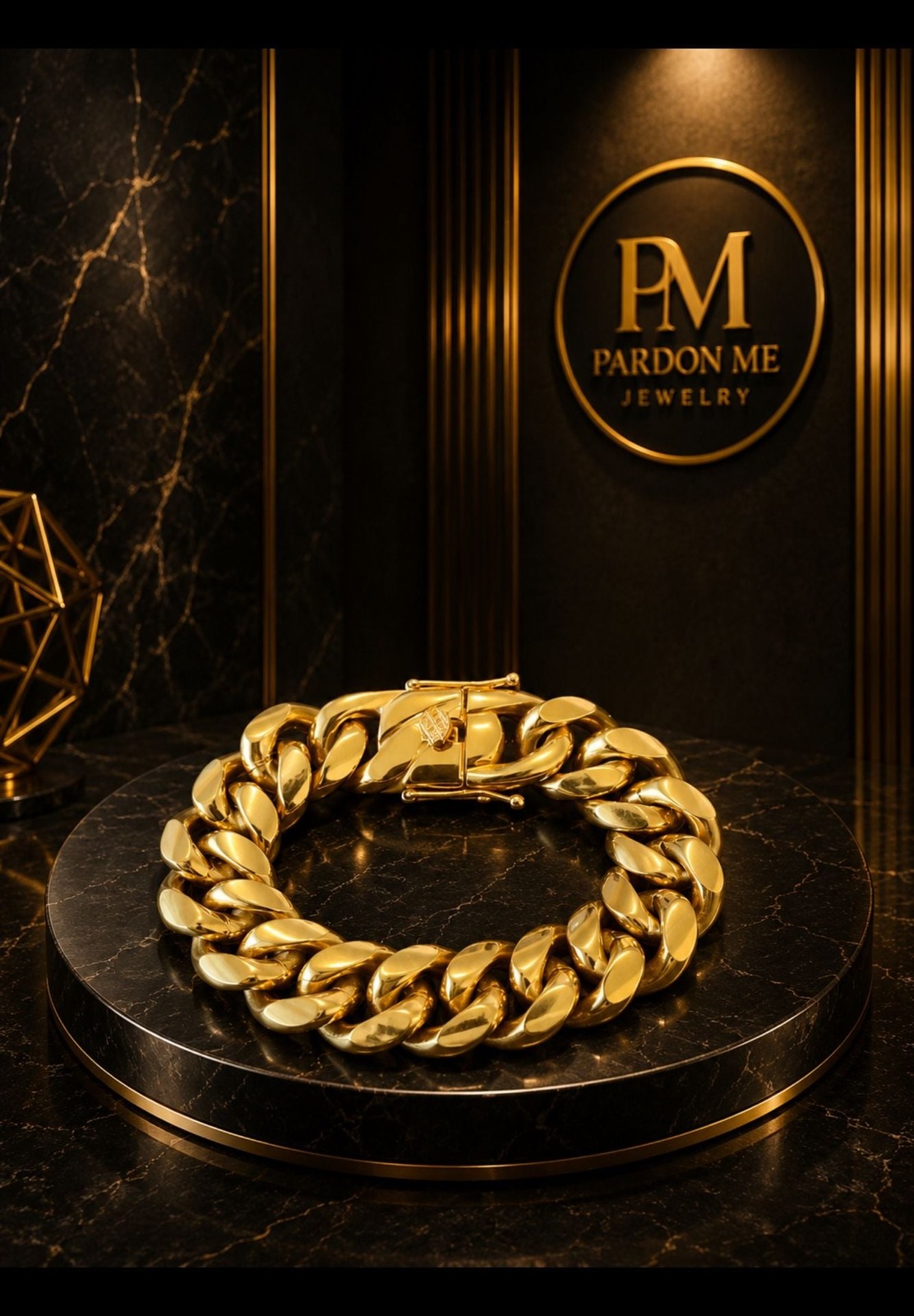 Pardon Me Luxury Premium Jesus Piece Pendant with 18mm Cuban Link Chain and Brac
